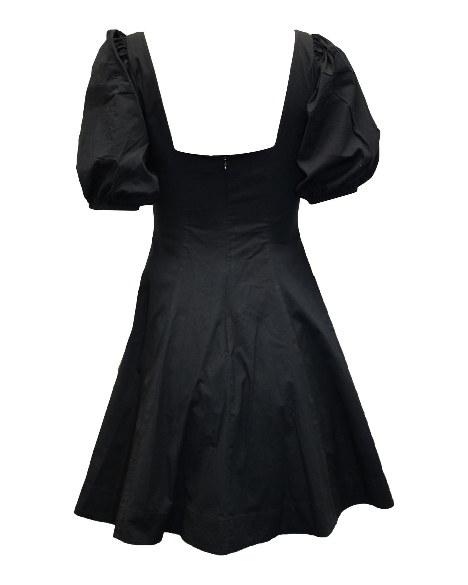 Staud Staud Puff Sleeve Fit and Flare Dress in Black Cotton Size XS / US 0-2 / IT 36-38 - 3 Thumbnail
