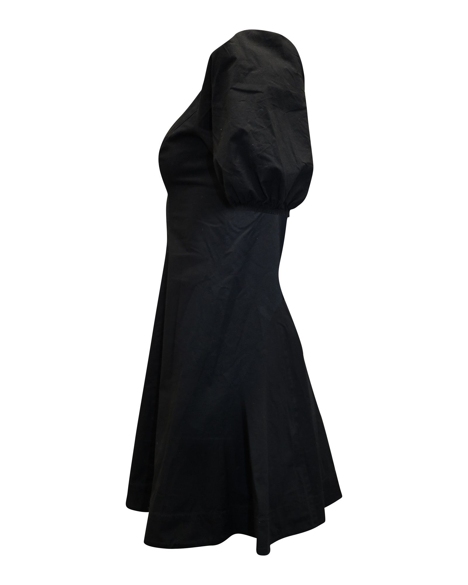 Staud Staud Puff Sleeve Fit and Flare Dress in Black Cotton Size XS / US 0-2 / IT 36-38 - 2 Thumbnail