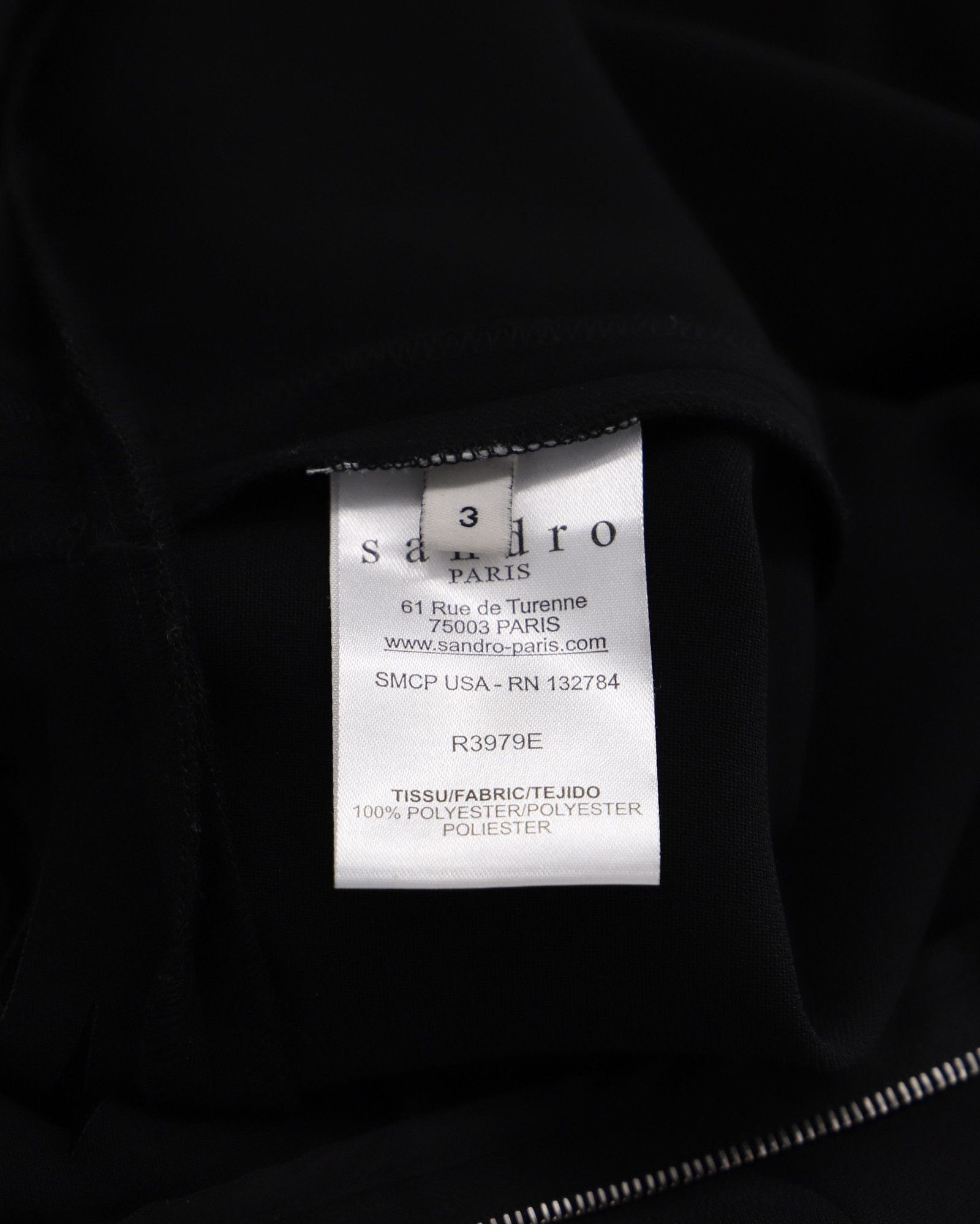 Sandro Sandro Paris Cut-Out Back Mini Dress in Black Polyester Size S / US 4 / IT 40 - 5 Thumbnail