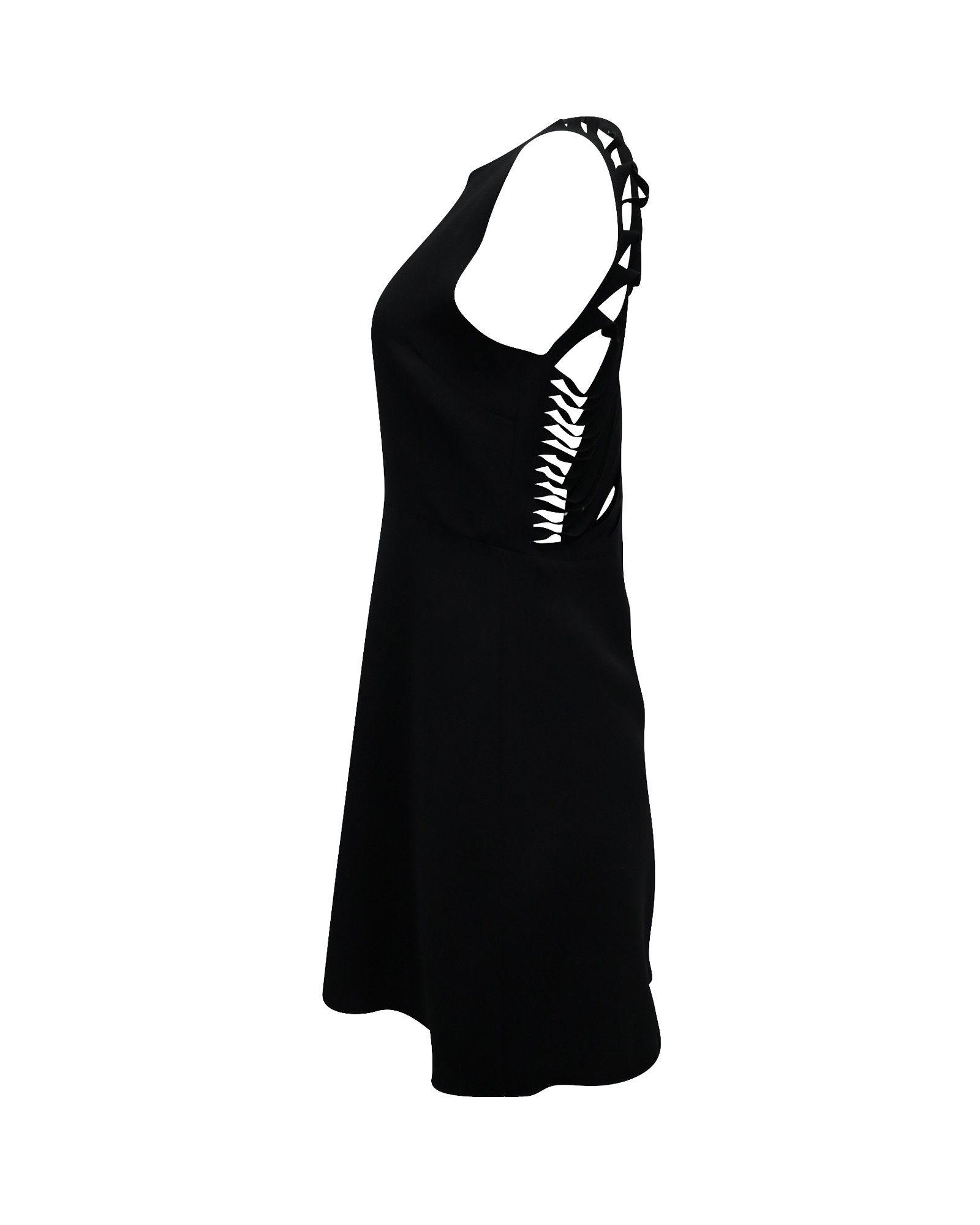 Sandro Sandro Paris Cut-Out Back Mini Dress in Black Polyester Size S / US 4 / IT 40 - 2 Thumbnail