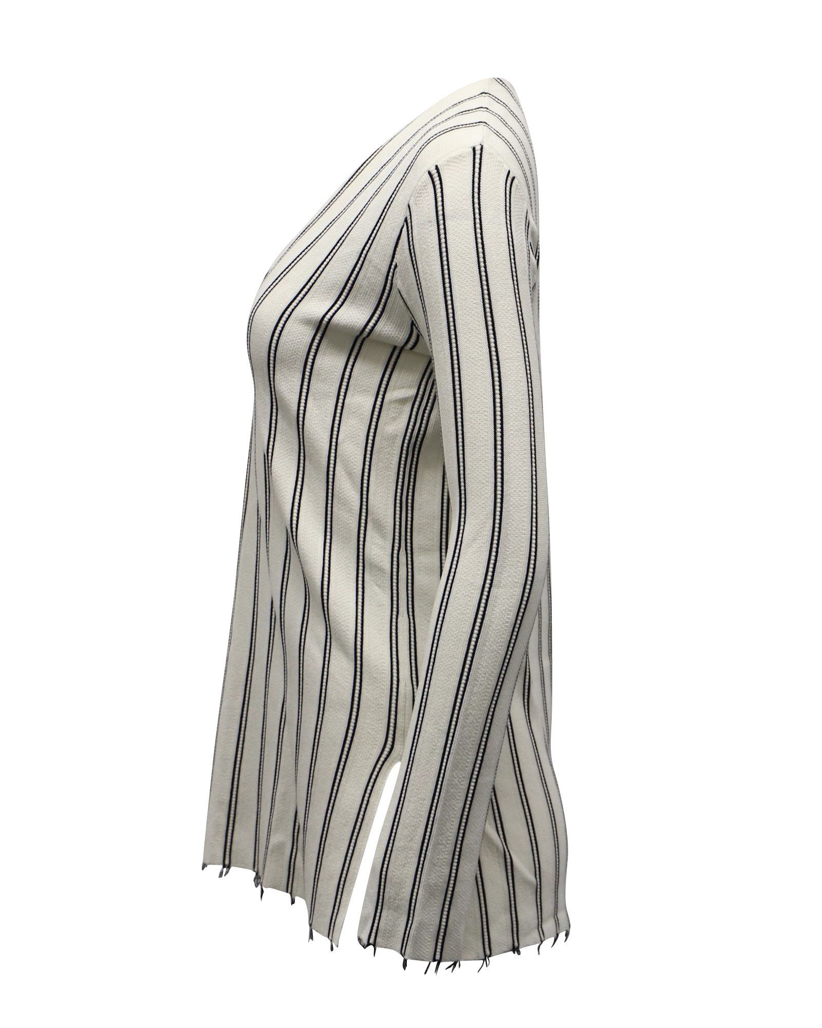 Theory Theory V-neck Stripe Blouse in White Cream Viscose Size XS / US 0-2 / IT 36-38 - 2 Thumbnail