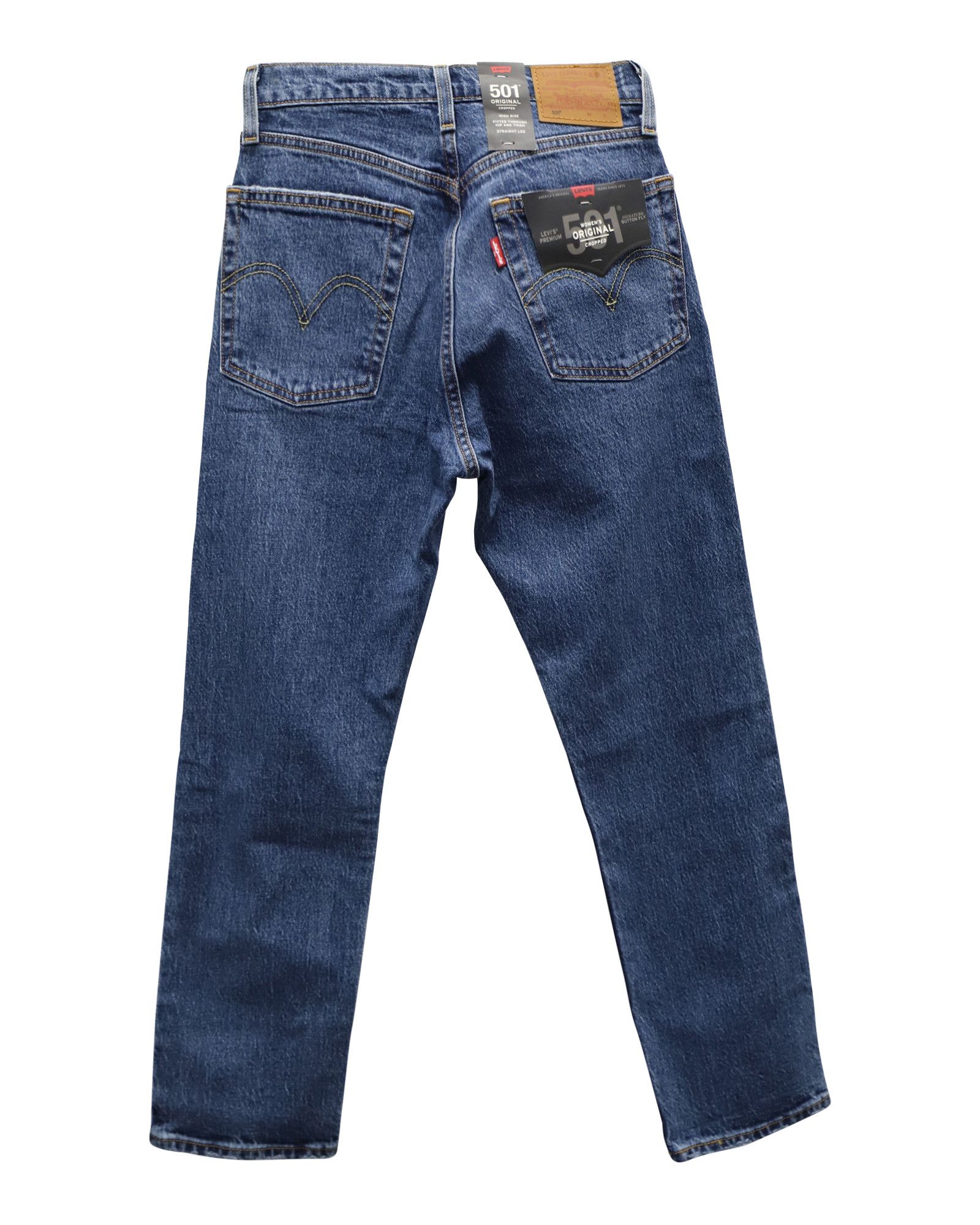 Levi's Levi's 501 Original Distressed Cropped Dark Wash Jeans in Bl Size 25" / US 0 / IT 36 - 2 Thumbnail