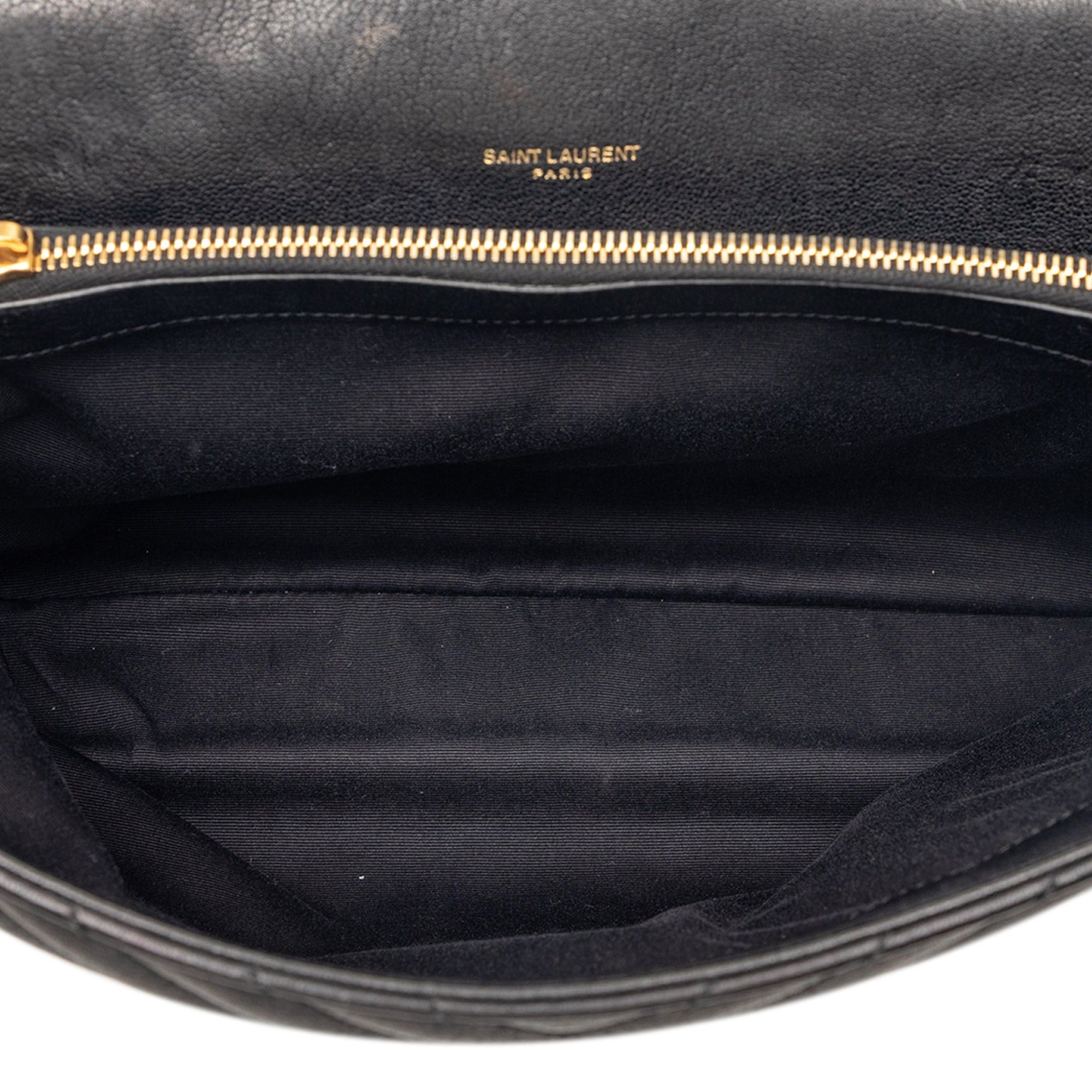 Saint Laurent Paris Large Chevron Sheepskin Monogram College Satchel Size ONE SIZE - 4 Thumbnail