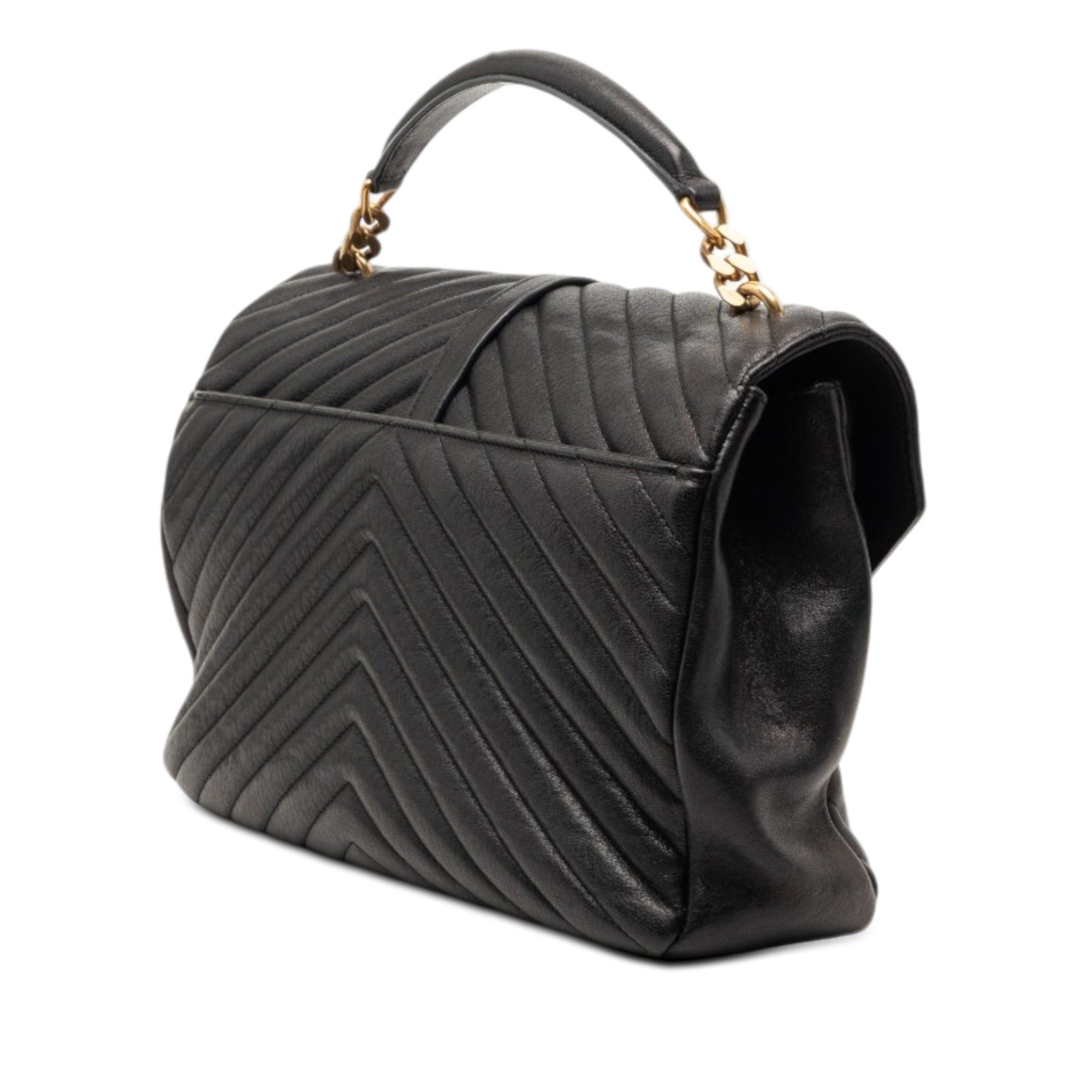 Saint Laurent Paris Large Chevron Sheepskin Monogram College Satchel Size ONE SIZE - 2 Thumbnail