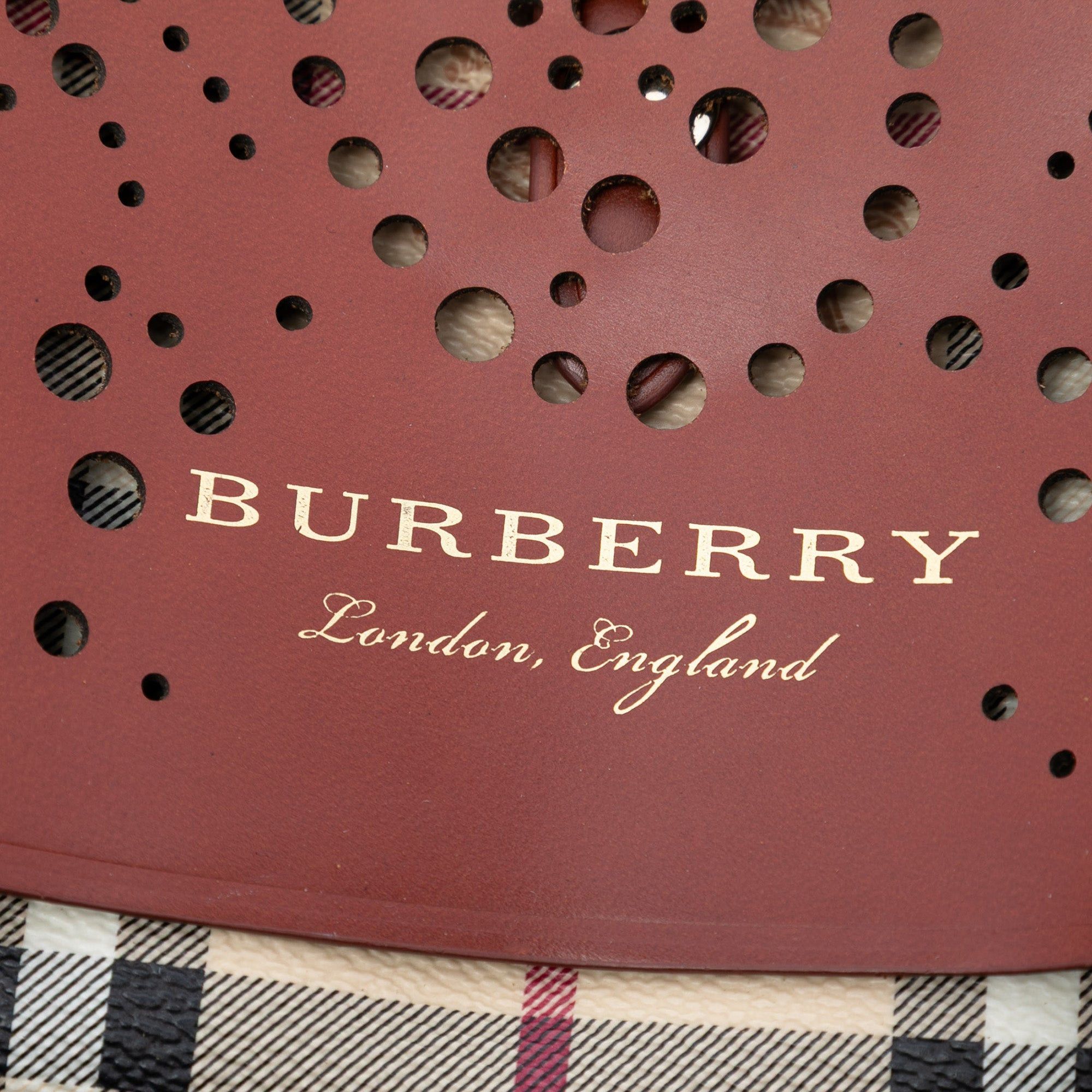 Burberry Baby Haymarket Check Coated Canvas and Perforated Leather Bridle Crossbody Size ONE SIZE - 5 Thumbnail