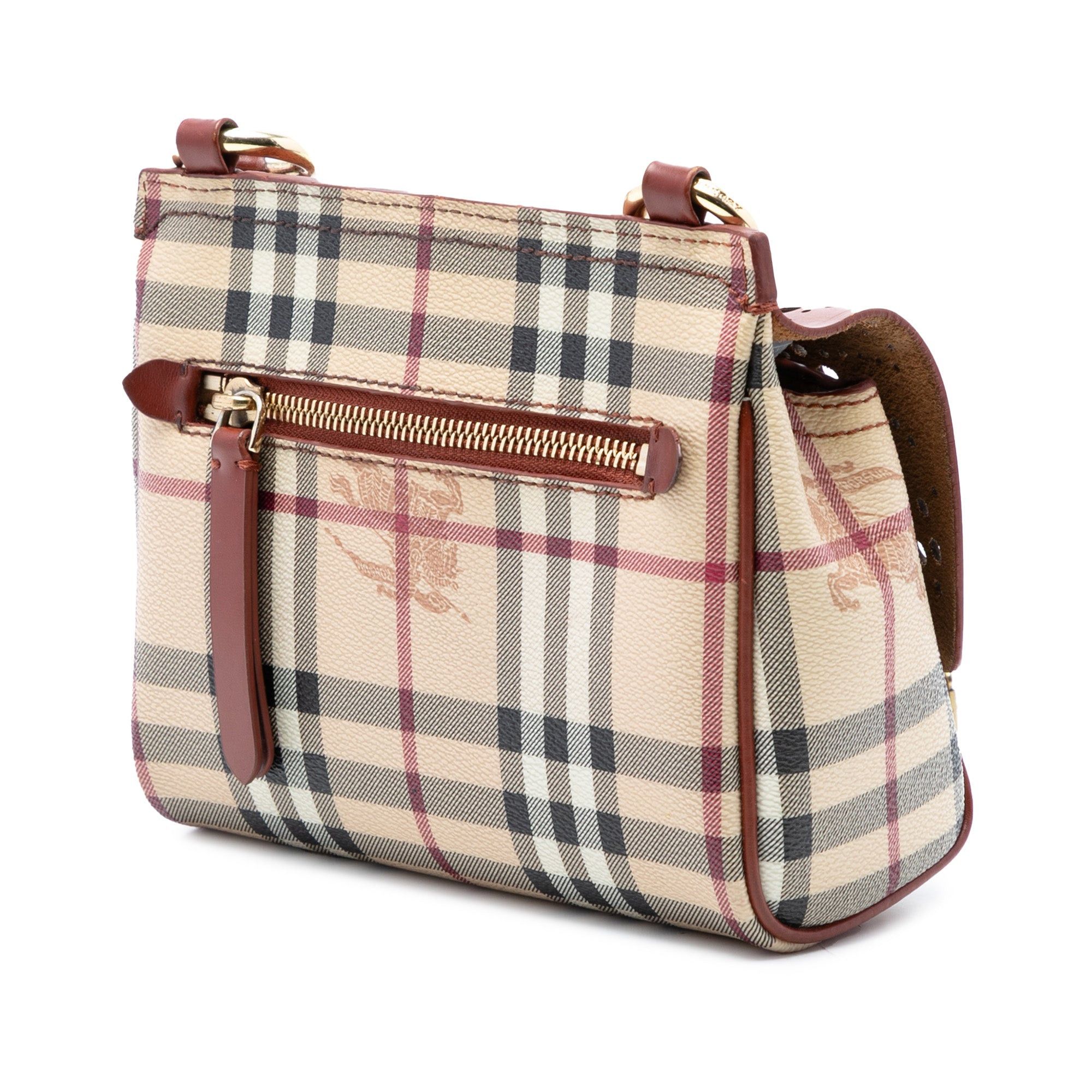 Burberry Baby Haymarket Check Coated Canvas and Perforated Leather Bridle Crossbody Size ONE SIZE - 2 Thumbnail