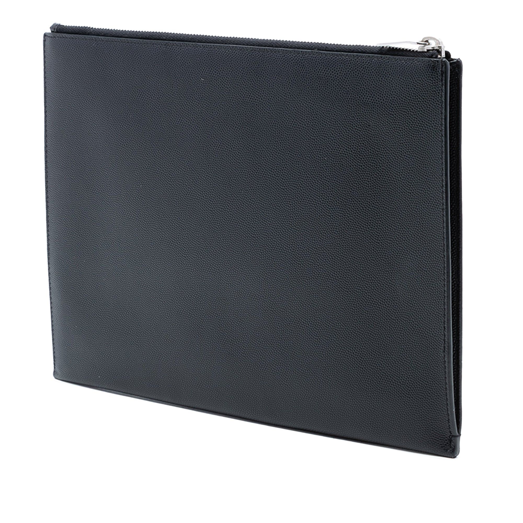 Saint Laurent Paris Grained Leather Zip Clutch Size ONE SIZE - 2 Thumbnail