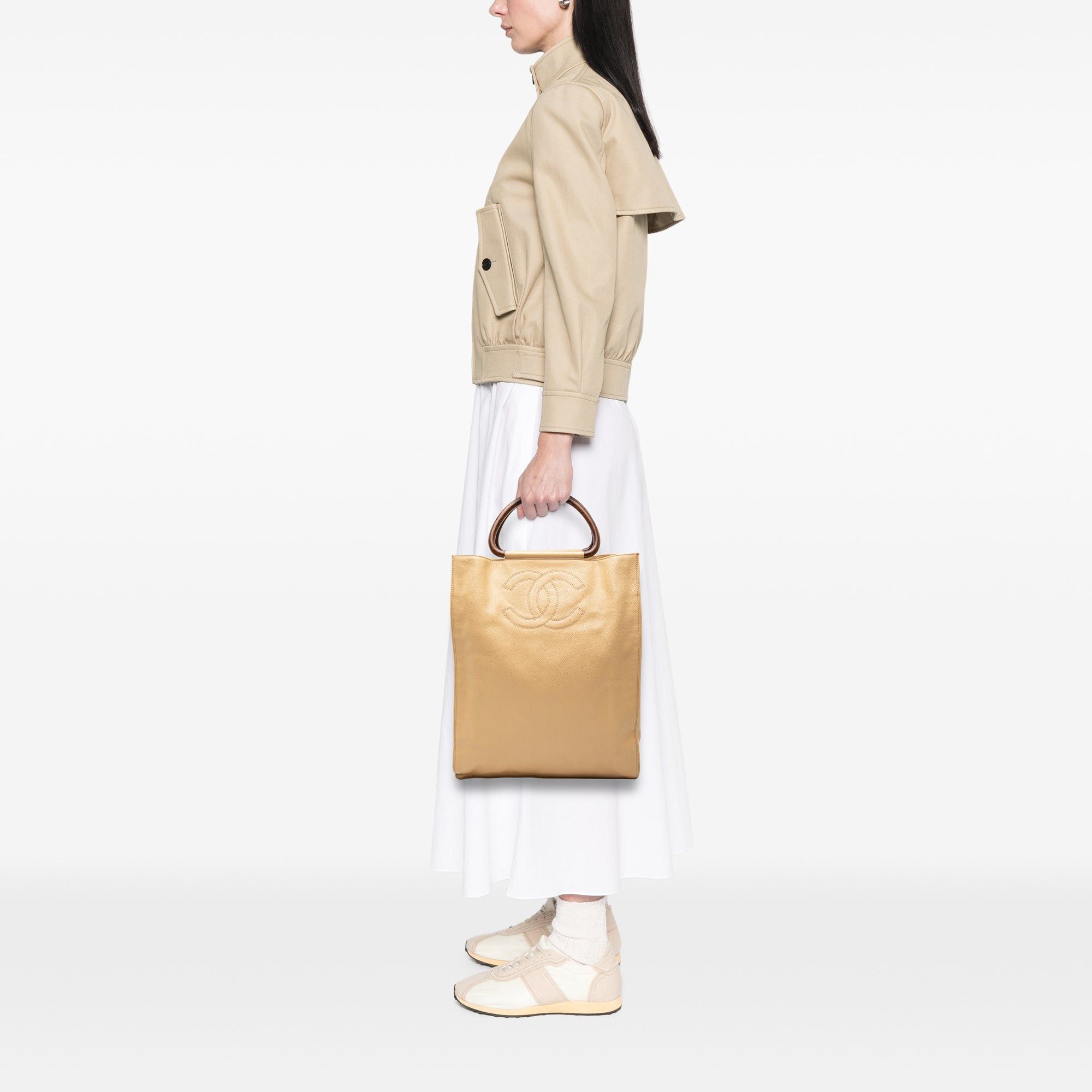 Chanel CC Caviar Wood Top Handle Tote Bag Size ONE SIZE - 7 Thumbnail
