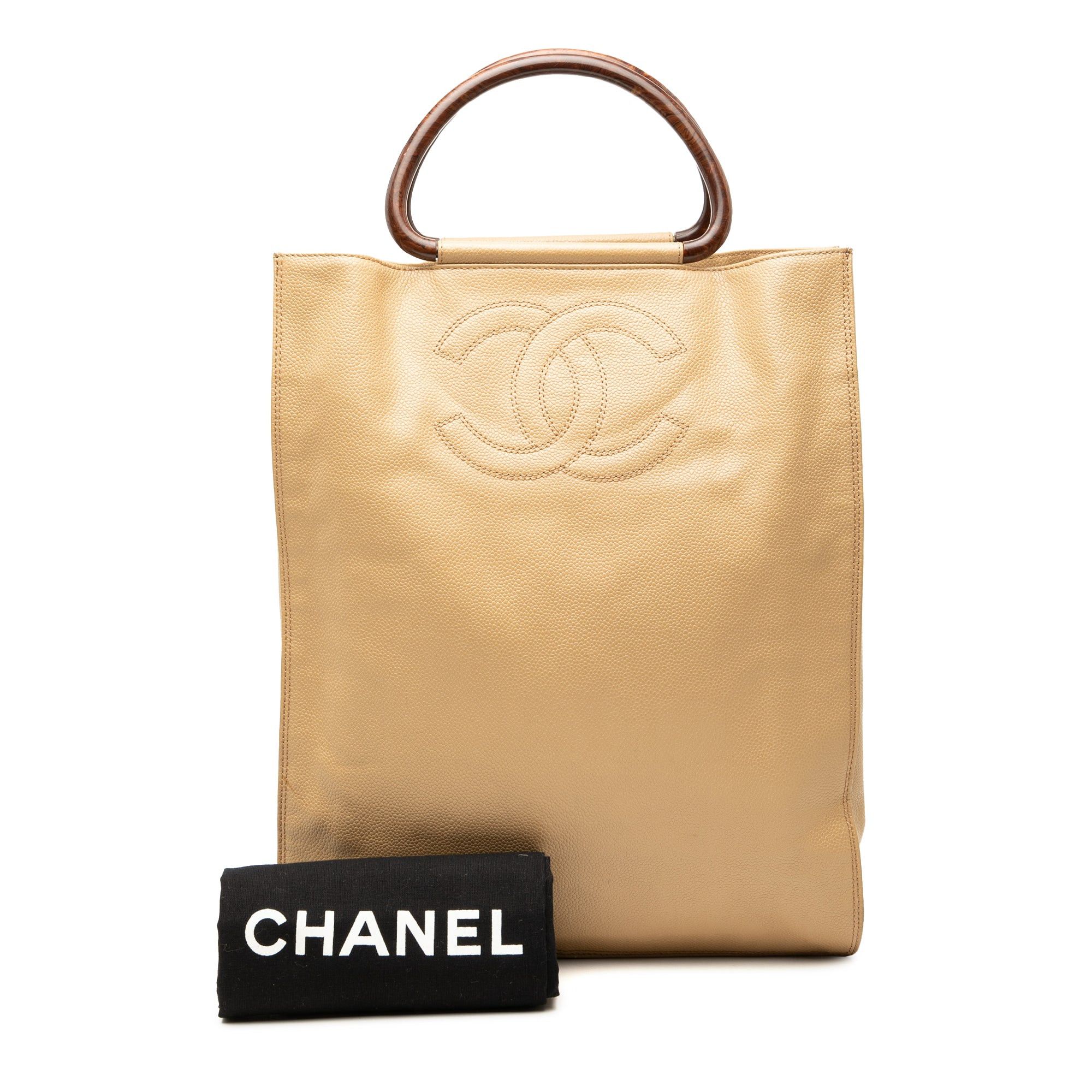 Chanel CC Caviar Wood Top Handle Tote Bag Size ONE SIZE - 8 Thumbnail