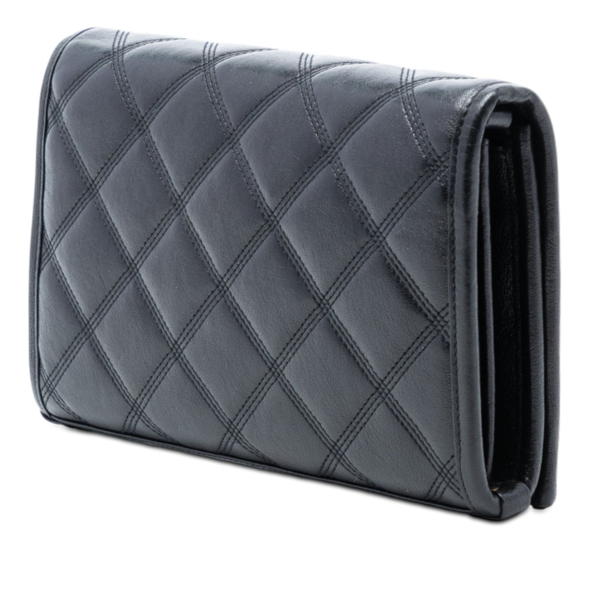 Saint Laurent Paris Quilted Diamond Lambskin Becky Wallet on Chain Size ONE SIZE - 2 Thumbnail