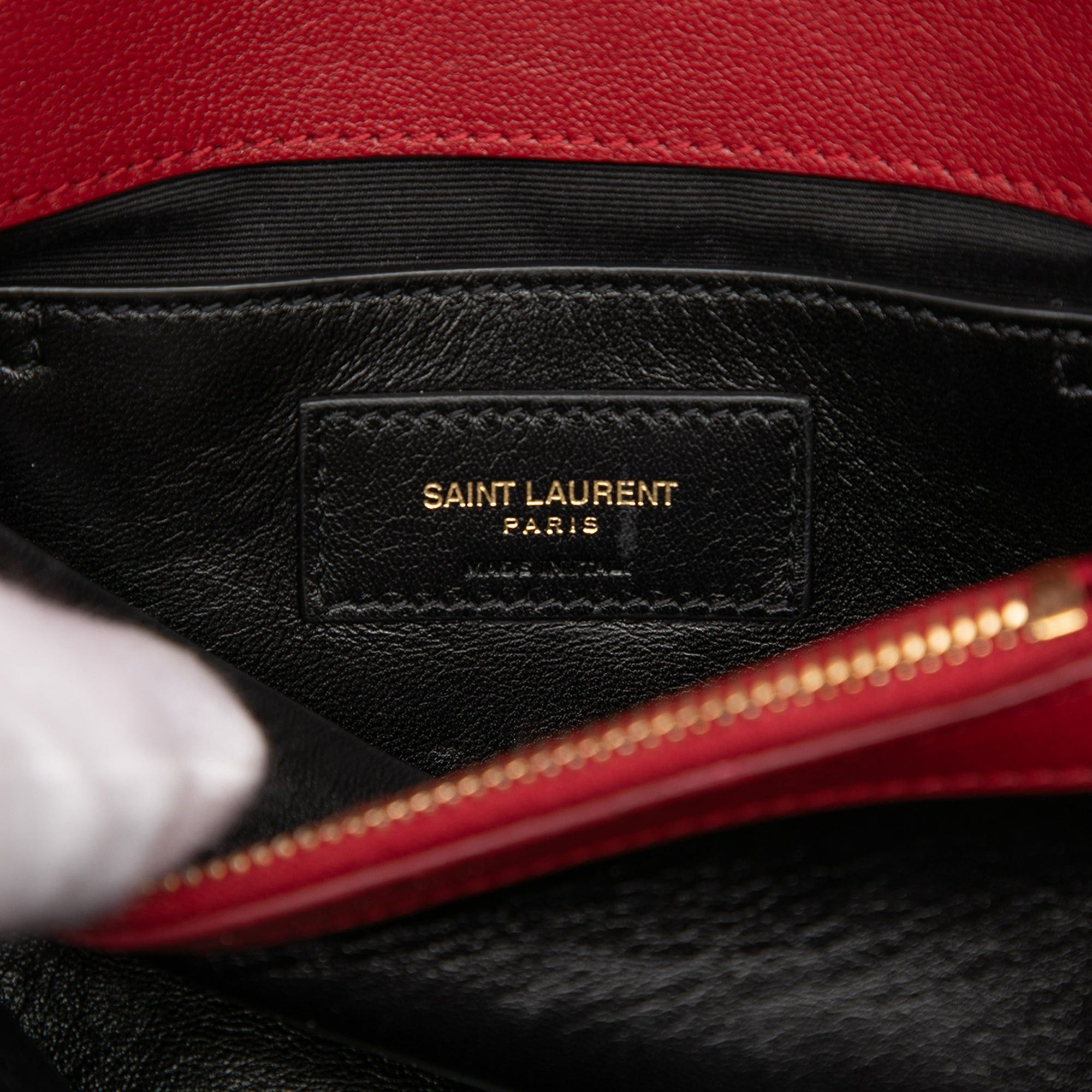 Saint Laurent Paris Medium Chevron Sheepskin Monogram College Satchel Size ONE SIZE - 5 Thumbnail