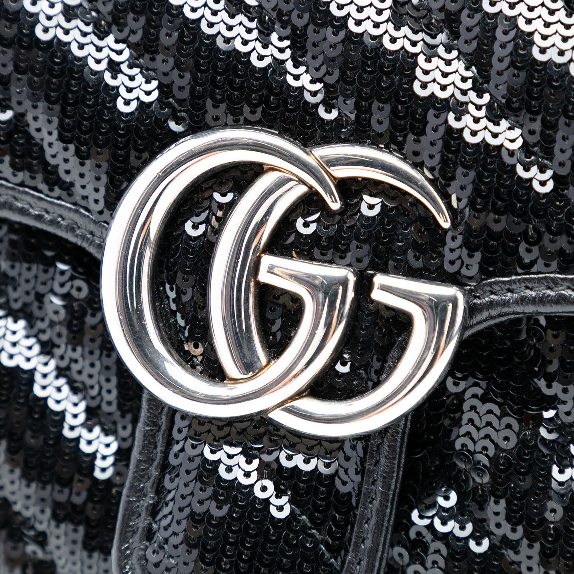 Gucci Small GG Marmont Matelasse Diagonal Sequin and Leather Torchon Shoulder Bag Size ONE SIZE - 6 Thumbnail