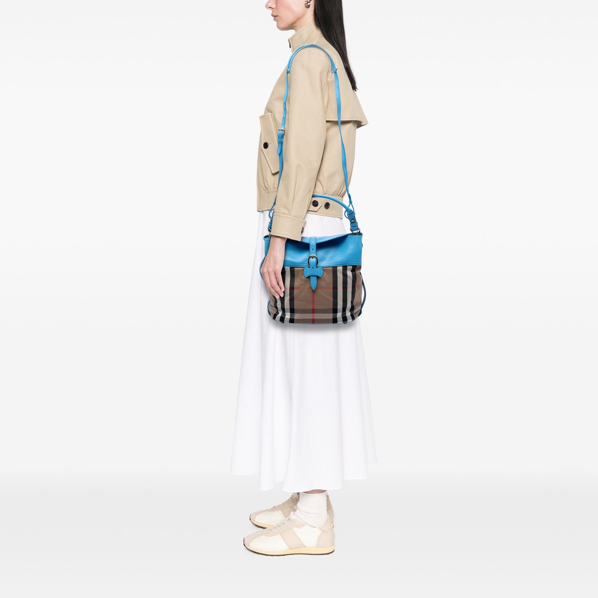 Burberry Medium Mega Check Canvas and Leather Sycamore Hobo Size ONE SIZE - 7 Thumbnail