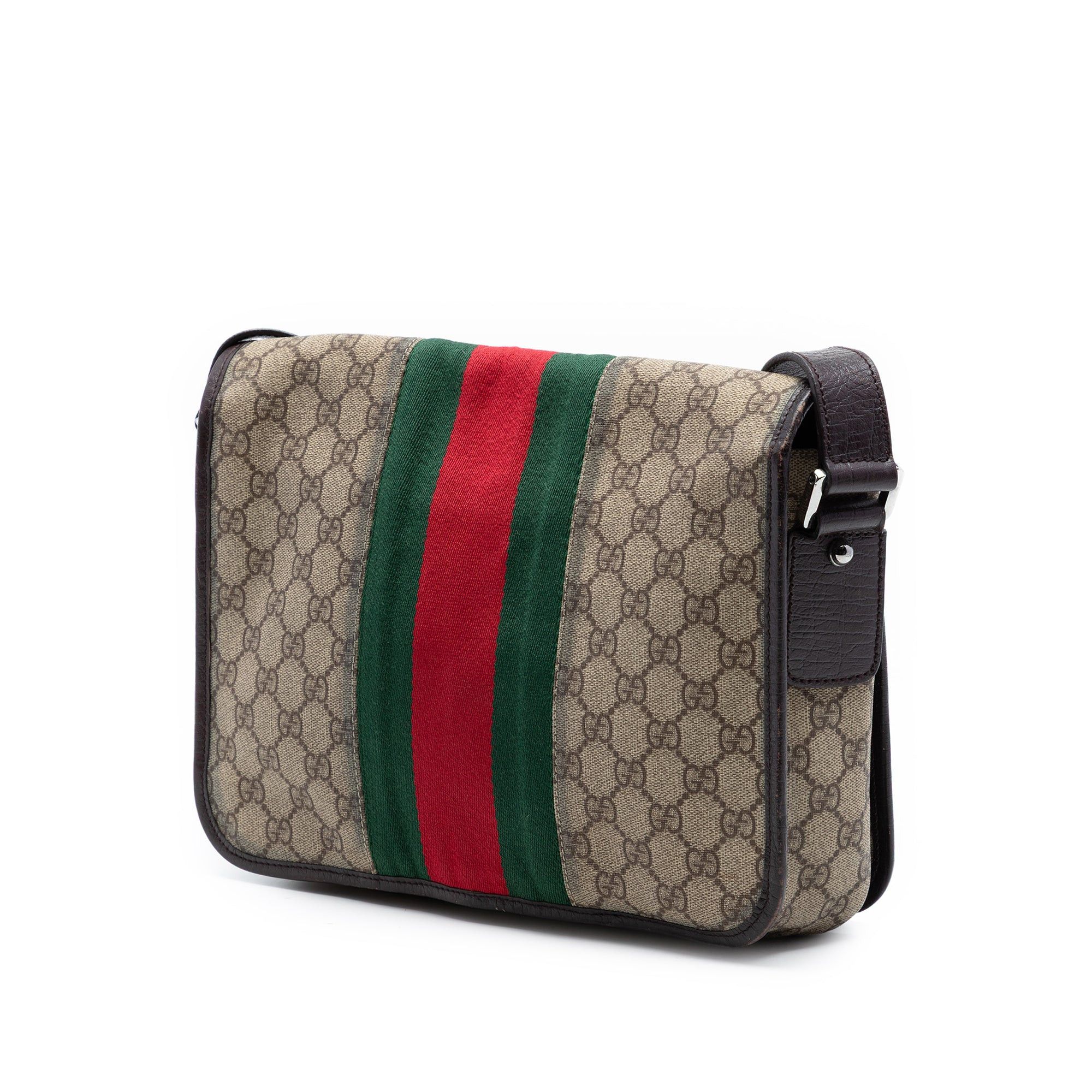 Gucci Medium GG Supreme Web Flap Messenger Bag Size ONE SIZE - 2 Thumbnail