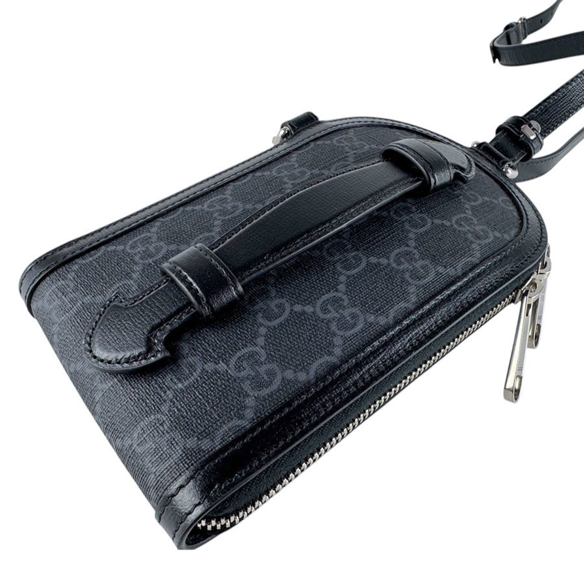Gucci Gucci Shoulder Bag Phone Holder Pouch GG Supreme Canvas Black Men's Women's 724352 z9399 Size ONE SIZE - 10 Thumbnail