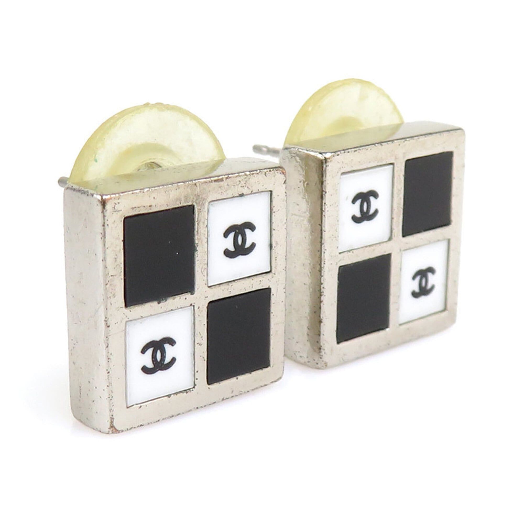 Chanel Chanel earrings, metal, black, white, silver, women's, 56695i Size ONE SIZE - 2 Thumbnail
