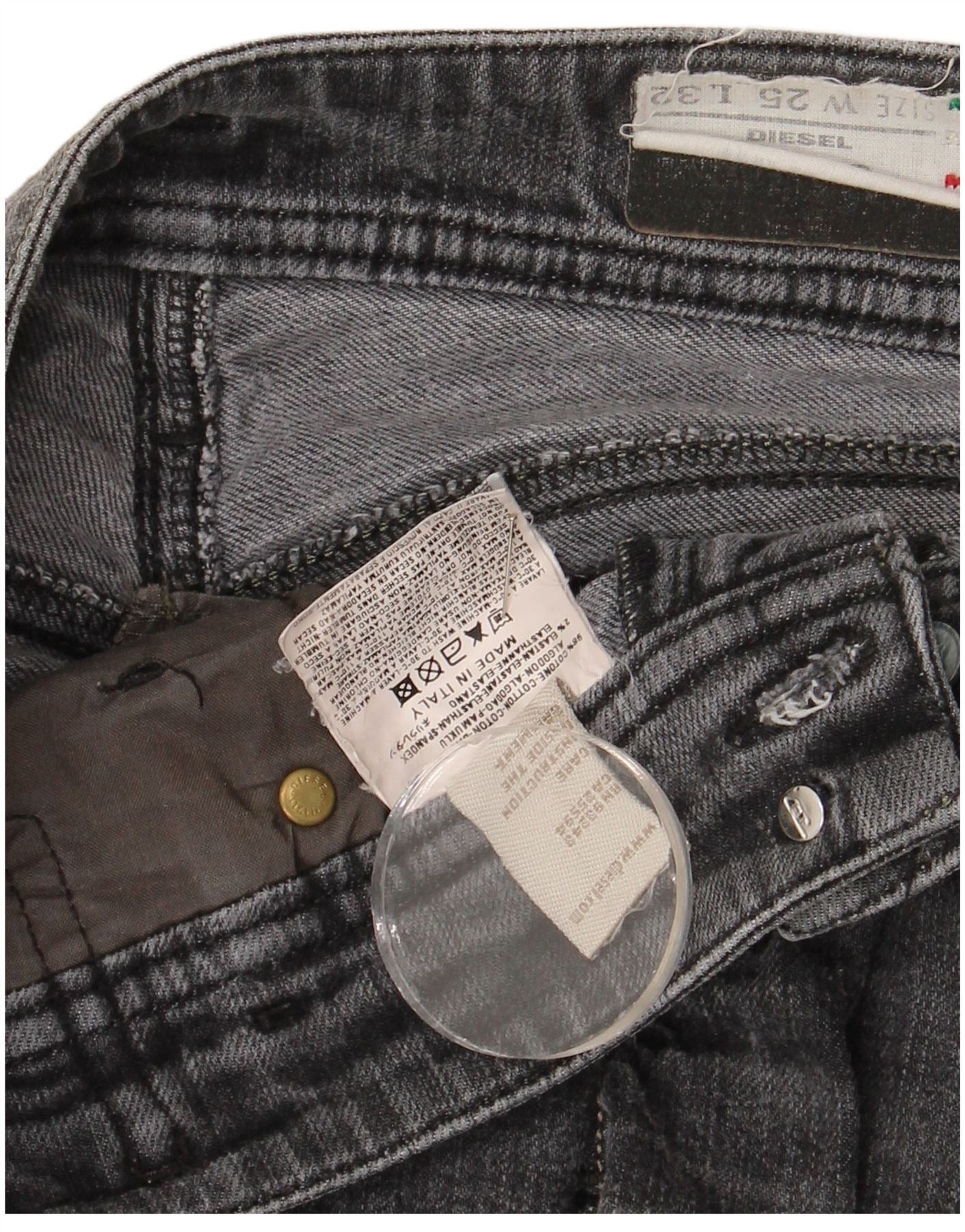 Diesel Womens Low Waist Skinny Jeans W25 L32 Grey Cotton Size 25" / US 0 / IT 36 - 3 Thumbnail