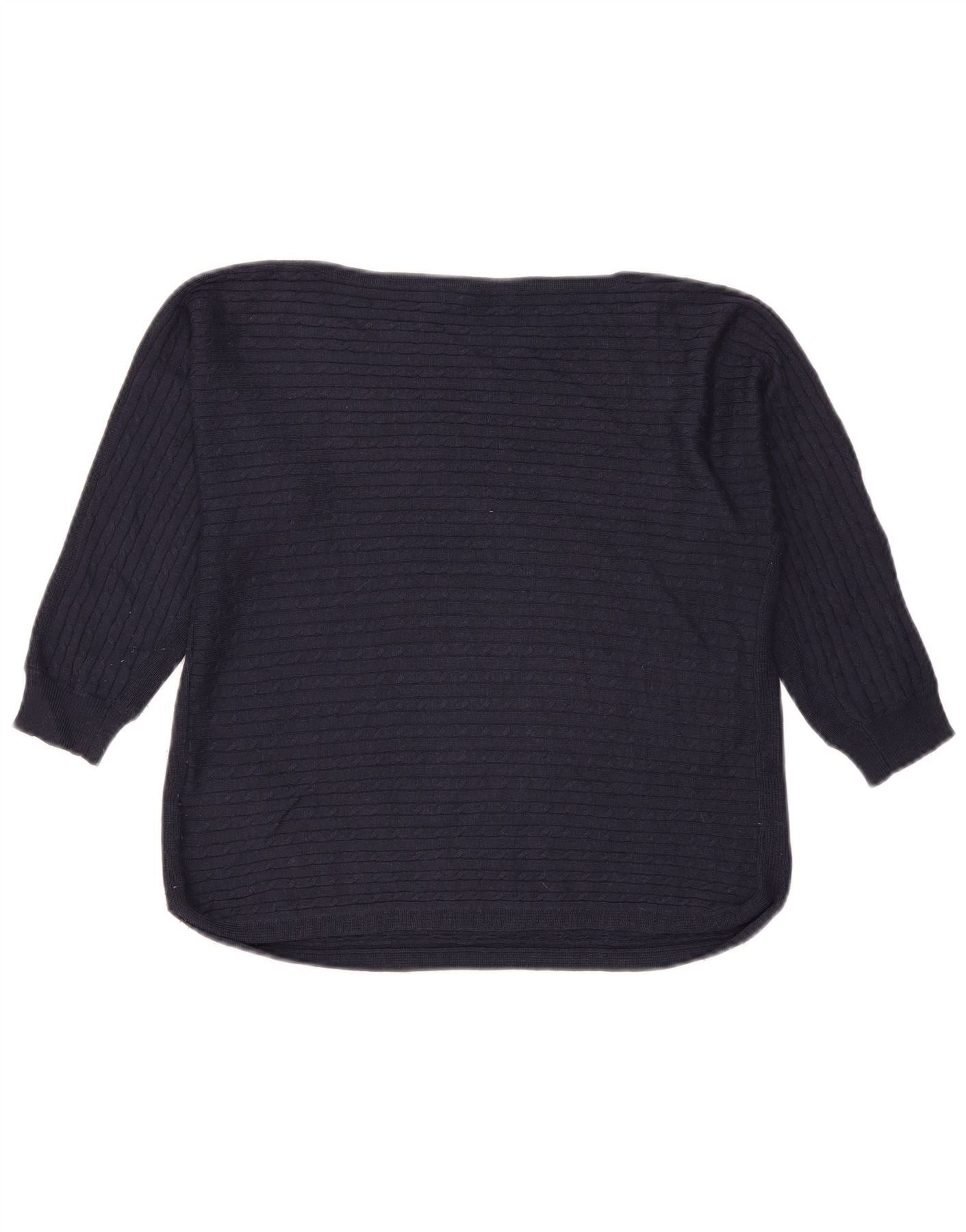 Ralph Lauren Womens Boat Neck Jumper Sweater UK 10 Small Navy Blue Size M / US 6-8 / IT 42-44 - 2 Thumbnail