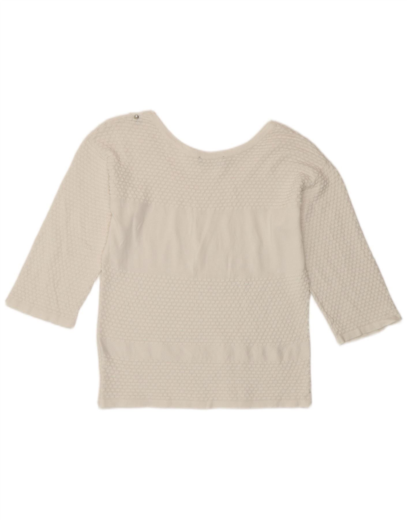 Diesel Womens Top 3/4 Sleeve UK 12 Medium White Size XS / US 0-2 / IT 36-38 - 2 Thumbnail