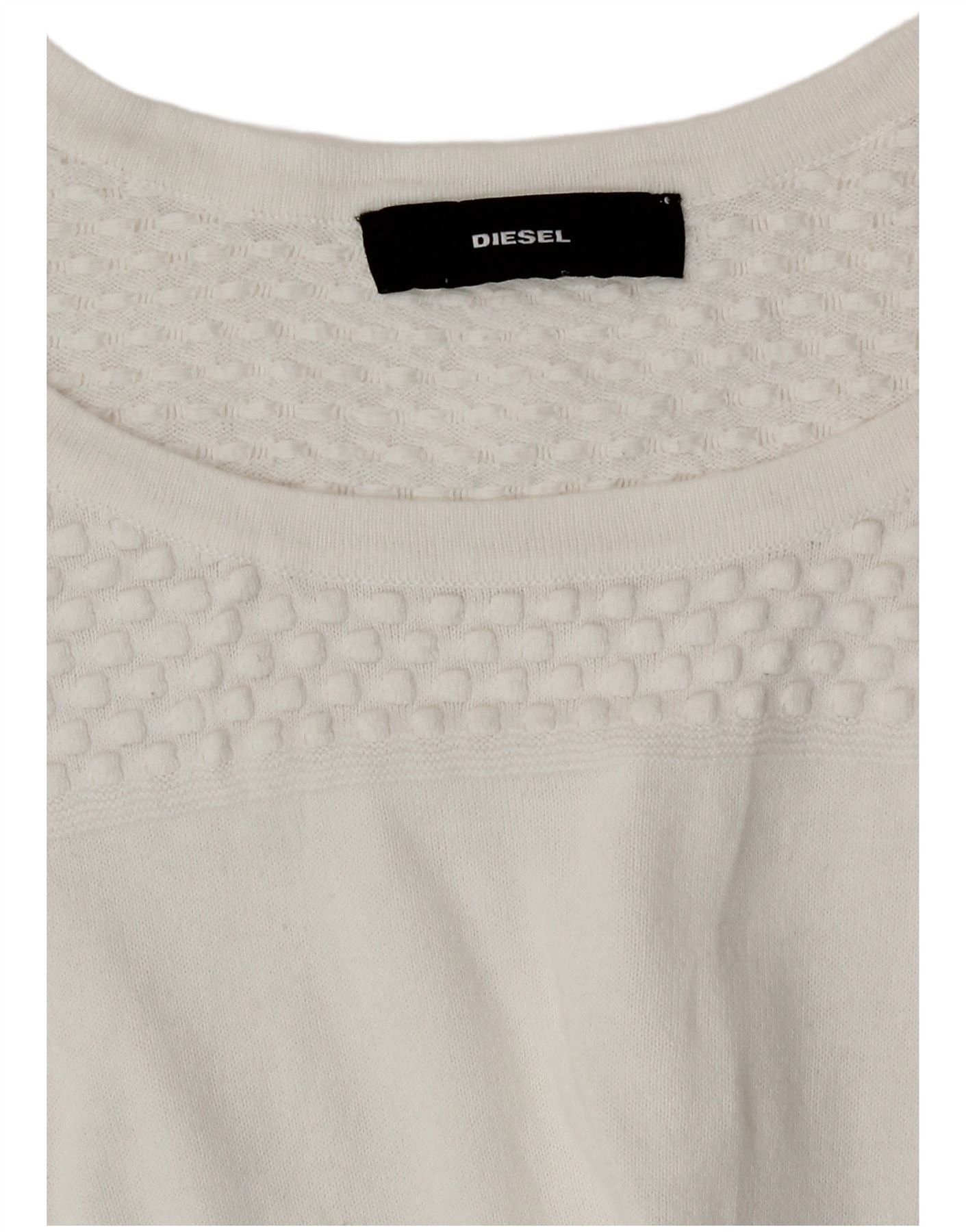 Diesel Womens Top 3/4 Sleeve UK 12 Medium White Size XS / US 0-2 / IT 36-38 - 3 Thumbnail