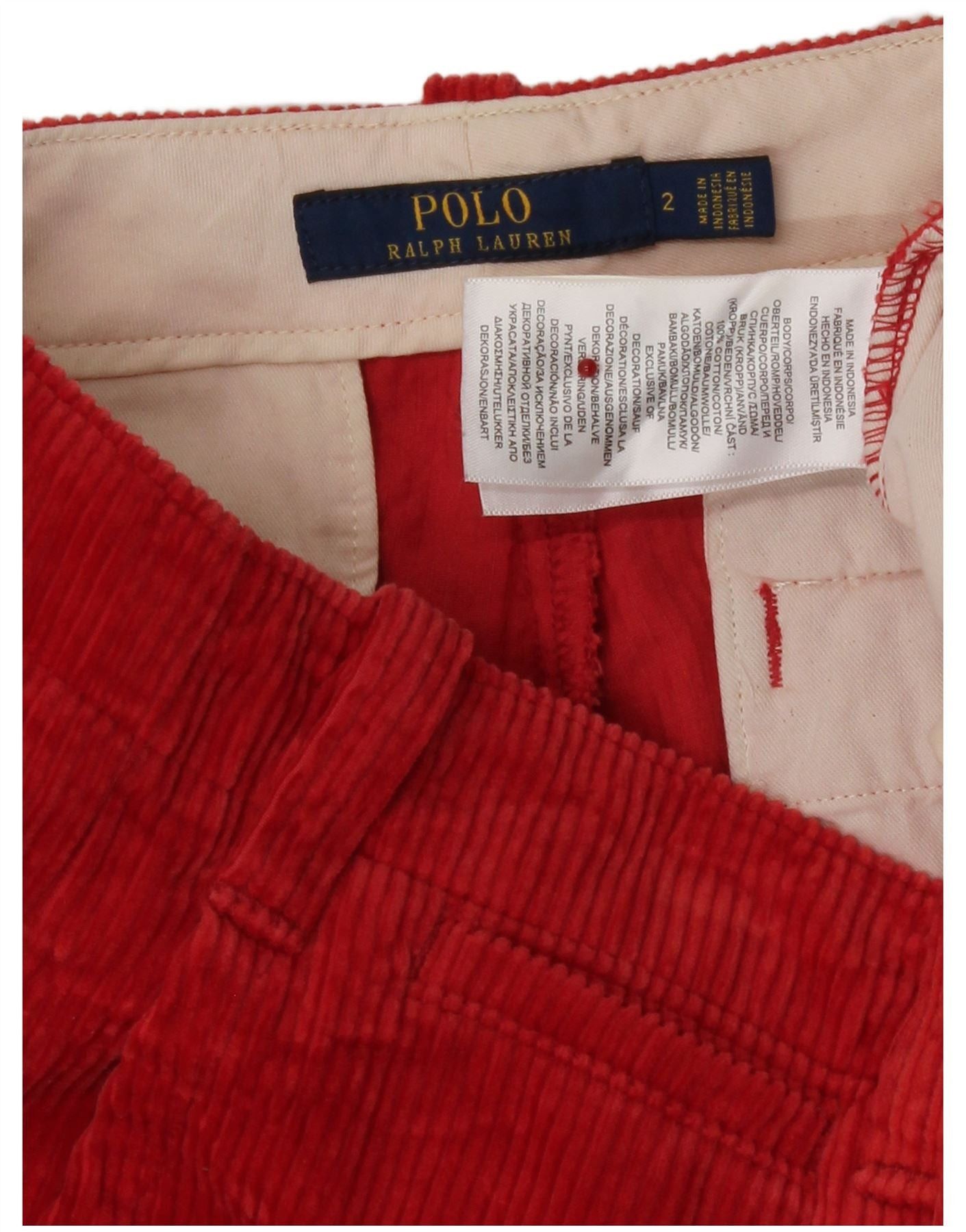Polo Ralph Lauren Womens Straight Corduroy Trousers US 2 XS W28 L32 Red Size 24" / US 00 / IT 34 - 3 Thumbnail