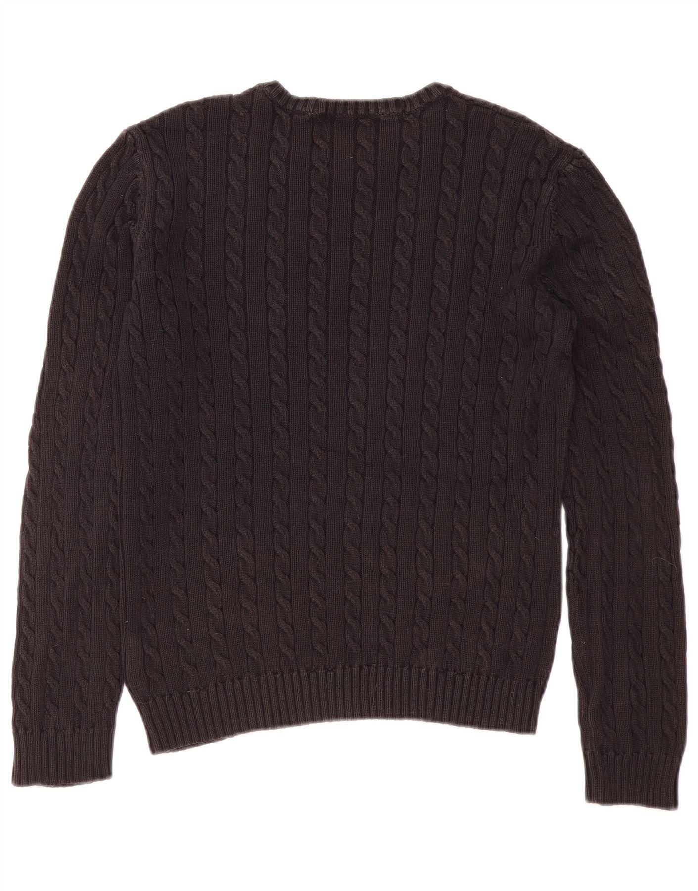 Ralph Lauren Womens Crew Neck Jumper Sweater UK 14 Medium Black Cotton Size M / US 6-8 / IT 42-44 - 2 Thumbnail