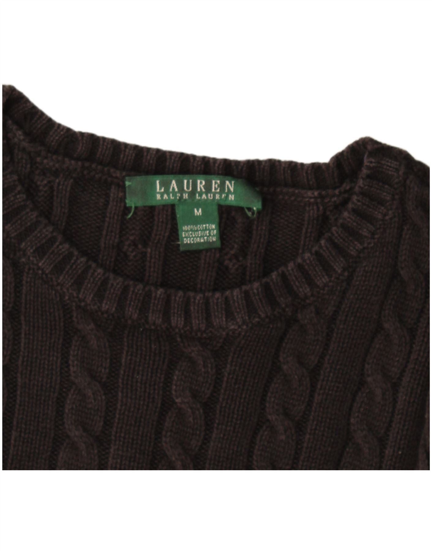 Ralph Lauren Womens Crew Neck Jumper Sweater UK 14 Medium Black Cotton Size M / US 6-8 / IT 42-44 - 3 Thumbnail