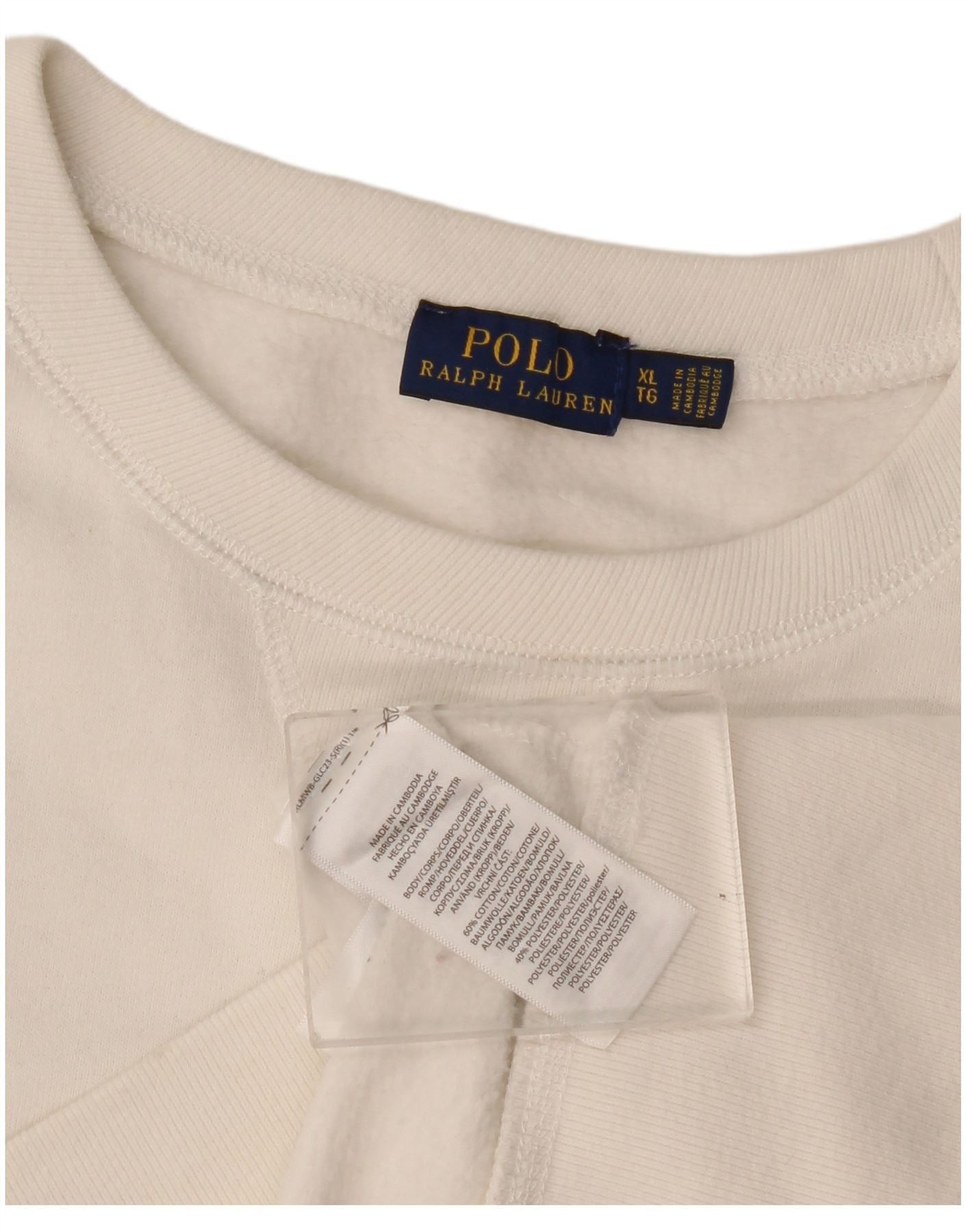 Polo Ralph Lauren Womens Overd Sweatshirt Jumper UK 18 XL White Cotton Size XL / US 12-14 / IT 48-50 - 4 Thumbnail