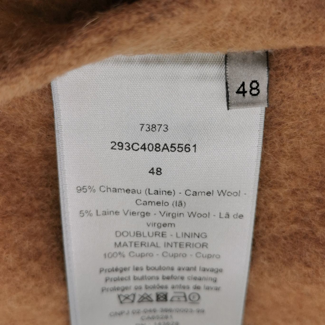 Dior Dior Camel Wool V-Neck Coat Size 48 Size US M / EU 48-50 / 2 - 5 Thumbnail