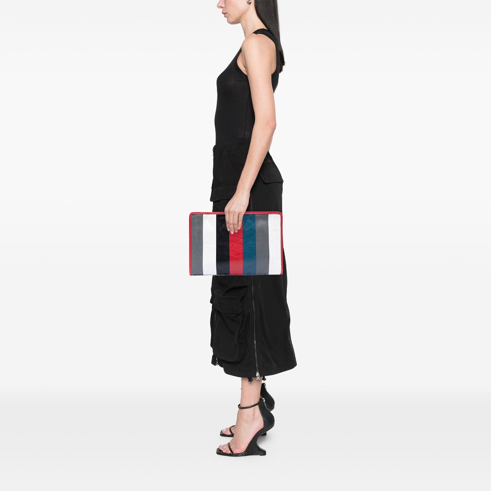 Balenciaga Lambskin Striped Bazar Clutch Size ONE SIZE - 7 Thumbnail