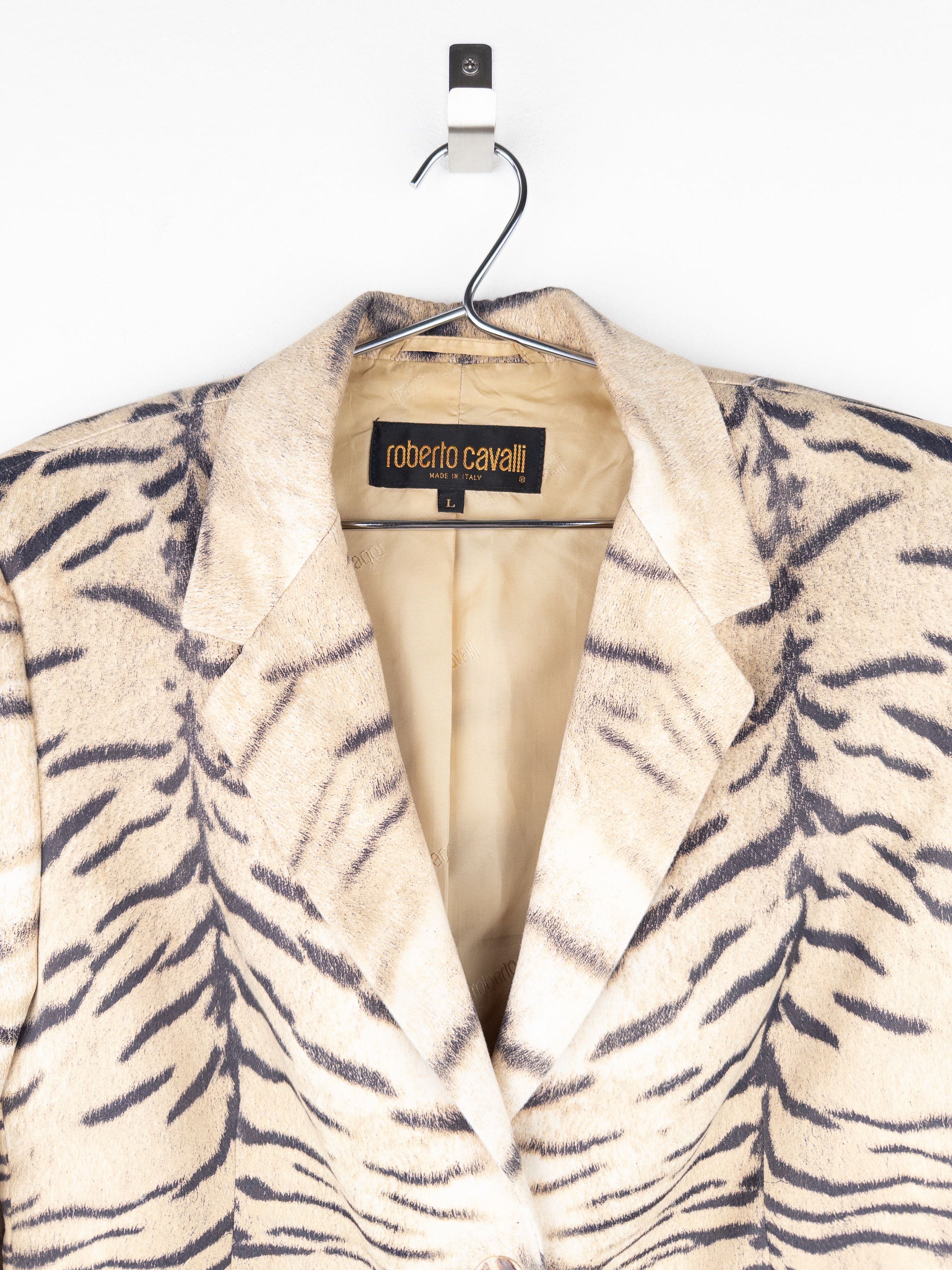 Roberto Cavalli AW98 Tiger Print Blazer Jacket Size L / US 10 / IT 46 - 3 Thumbnail
