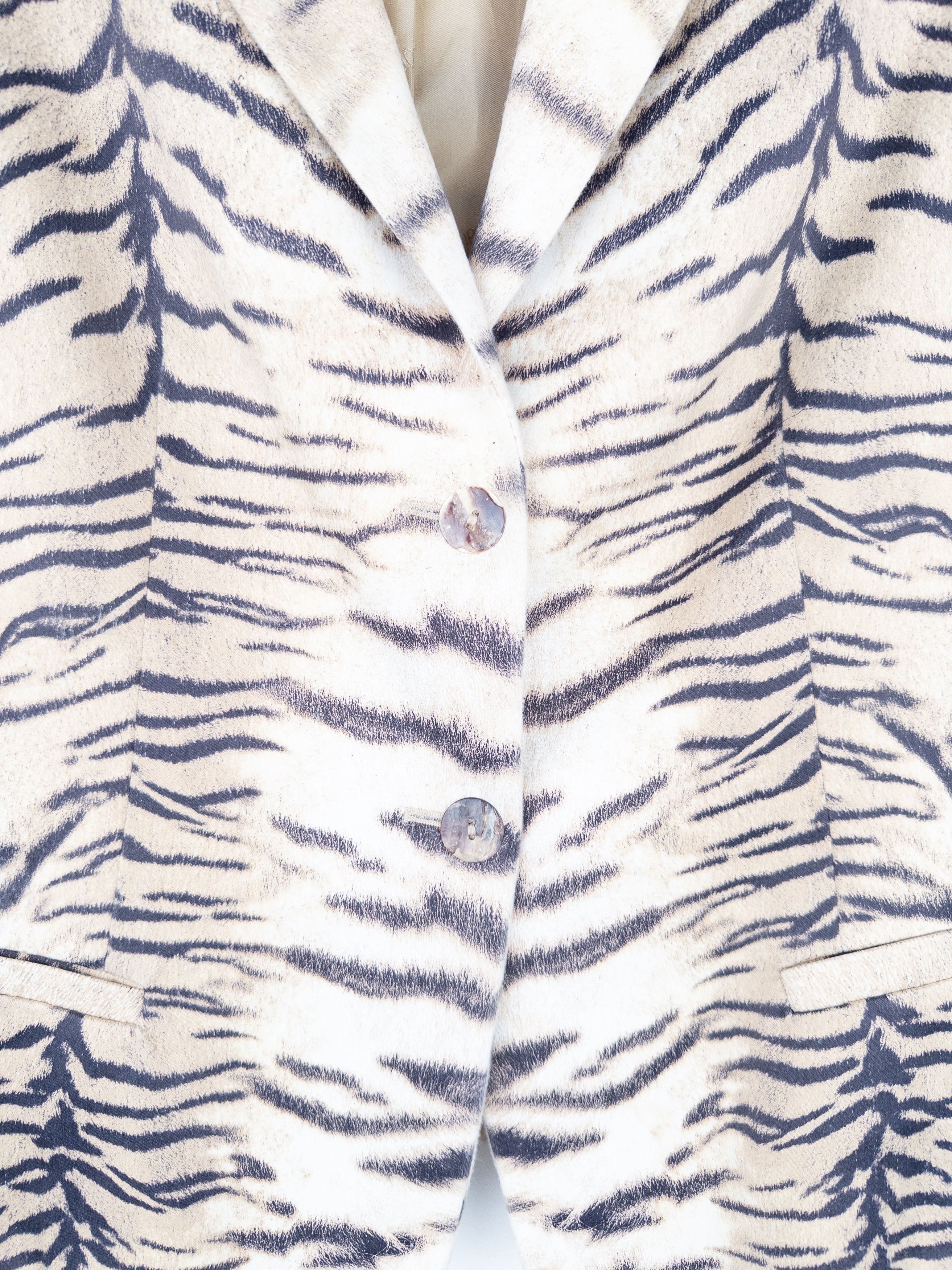 Roberto Cavalli AW98 Tiger Print Blazer Jacket Size L / US 10 / IT 46 - 4 Thumbnail