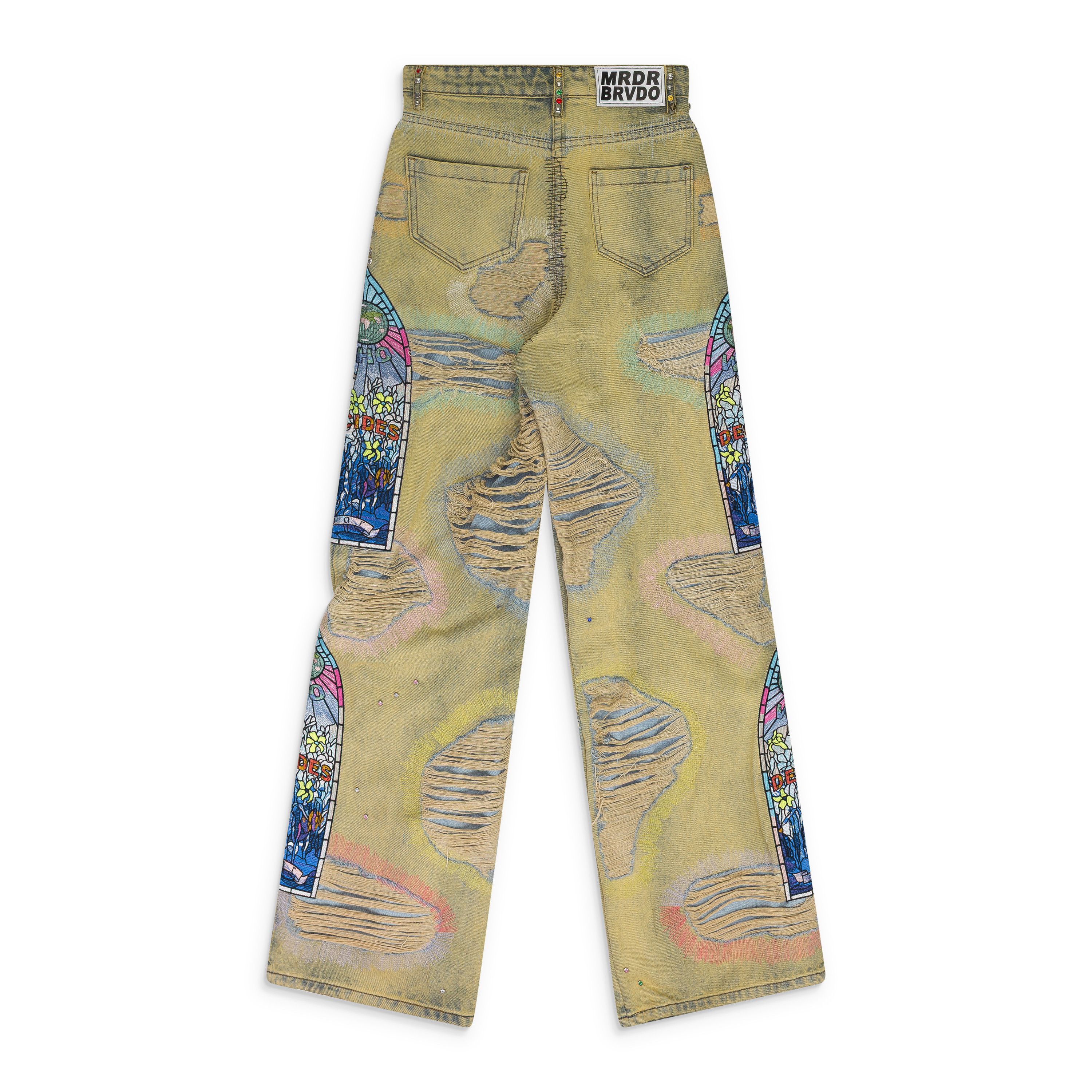Who Decides War Who Decides War MULTI SIDE-EMBROIDERY WIDE-LEG JEANS SIZE 27 Size US 27 - 2 Thumbnail
