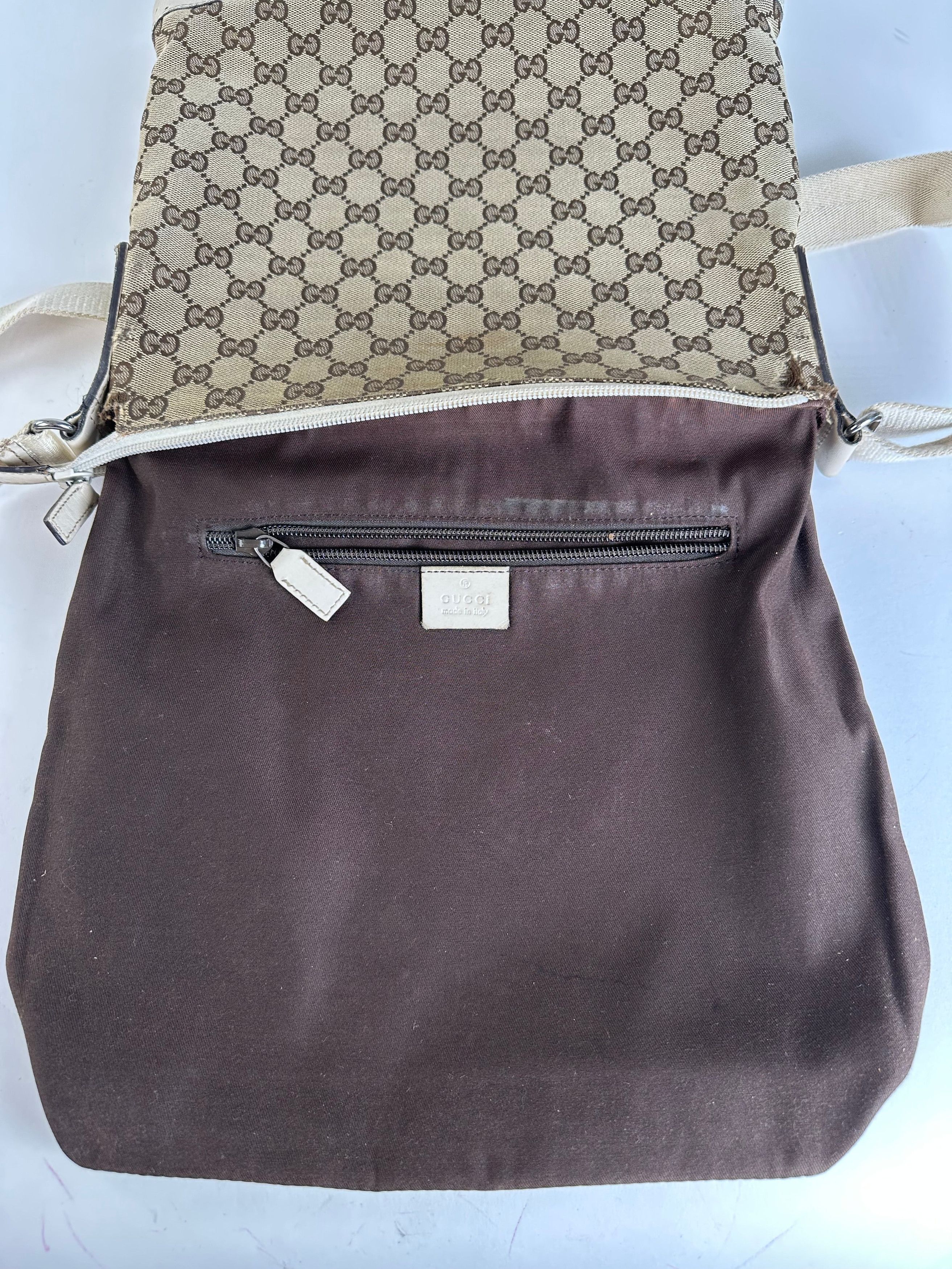 Gucci Vintage GG Monogram Canvas Crossbody Bag Brown Ivory Size ONE SIZE - 3 Thumbnail