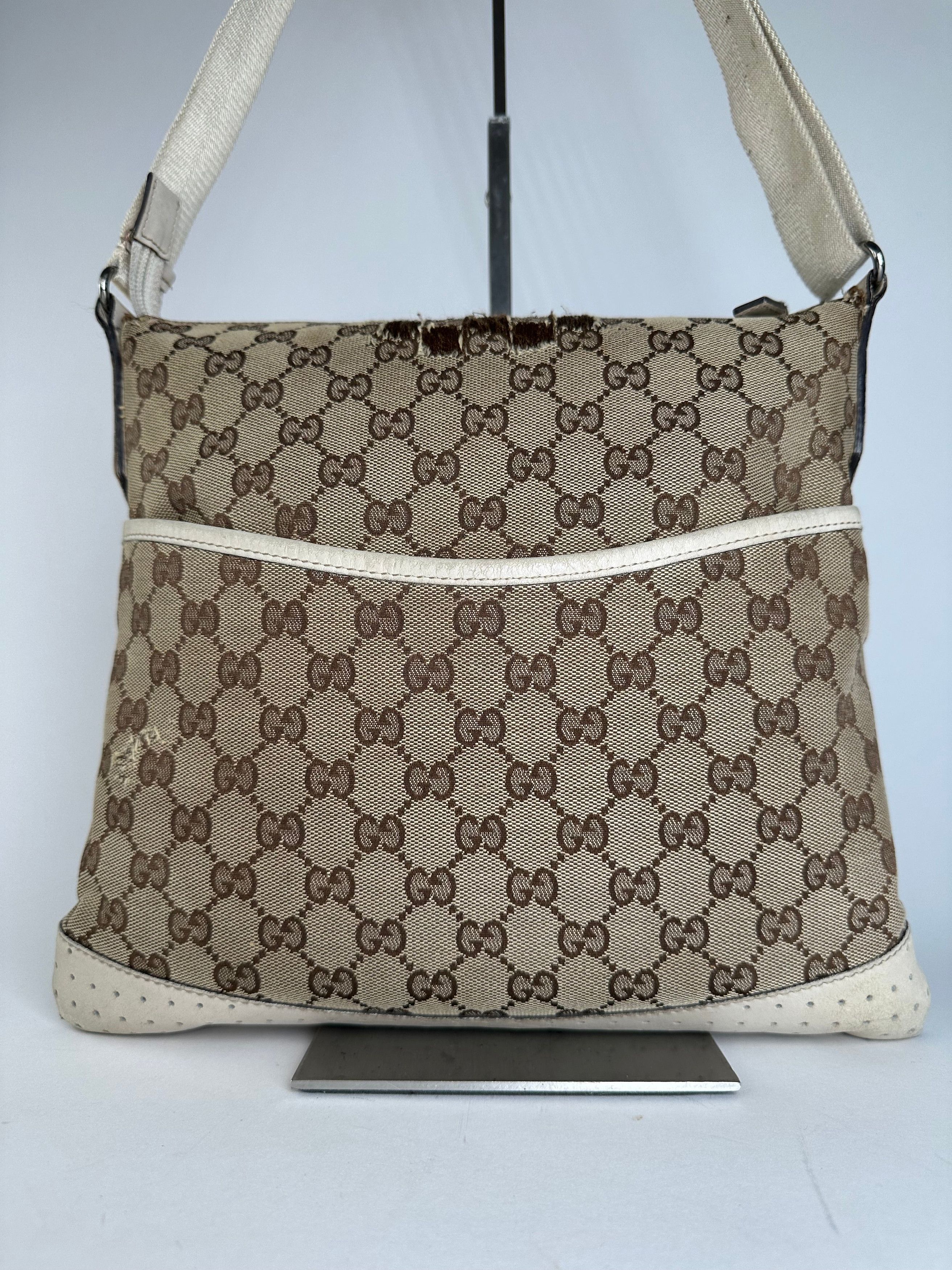 Gucci Vintage GG Monogram Canvas Crossbody Bag Brown Ivory Size ONE SIZE - 11 Thumbnail