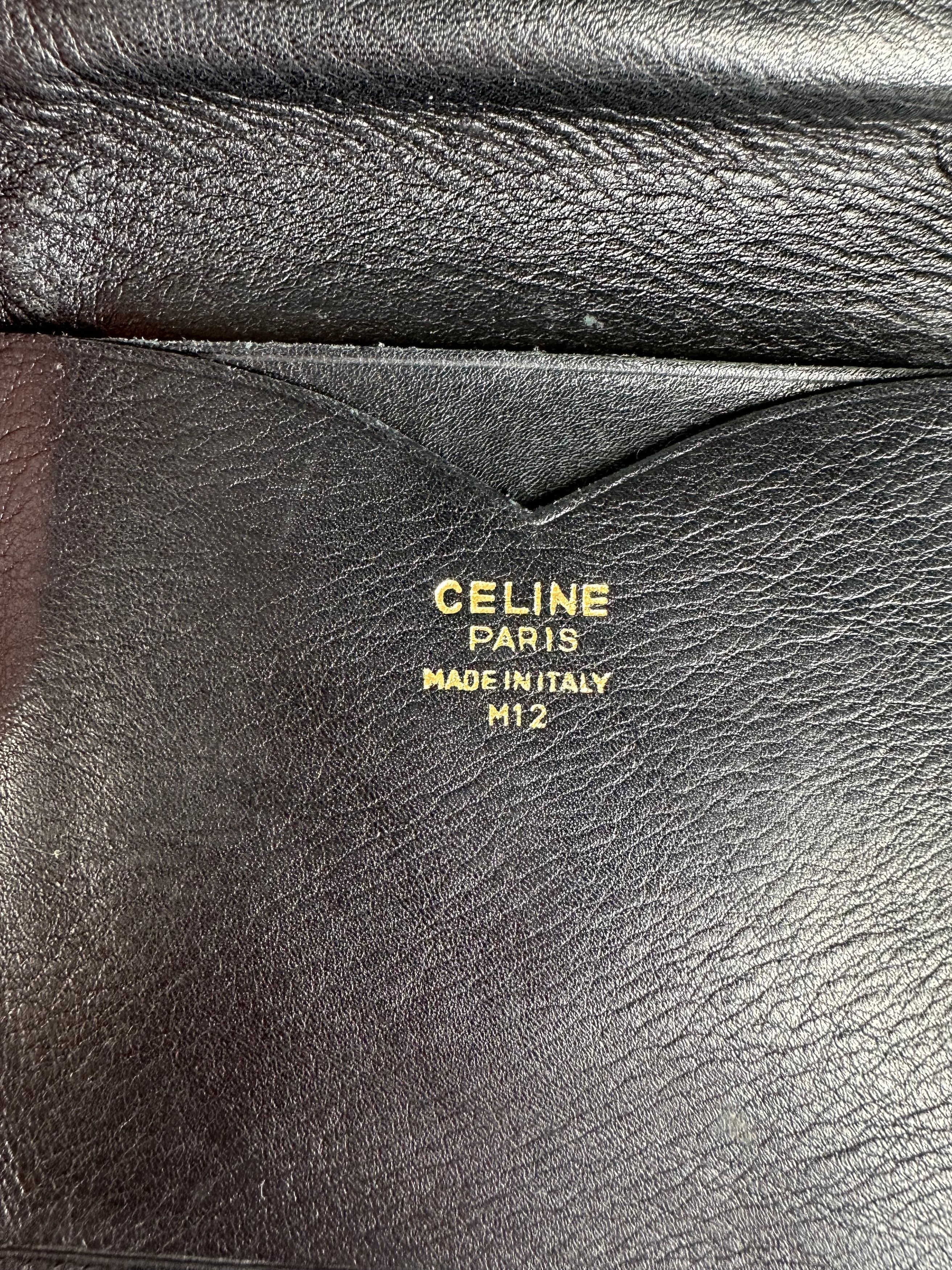 Celine Vintage Triomphe Embossed Leather Bifold Wallet Black Size ONE SIZE - 5 Thumbnail