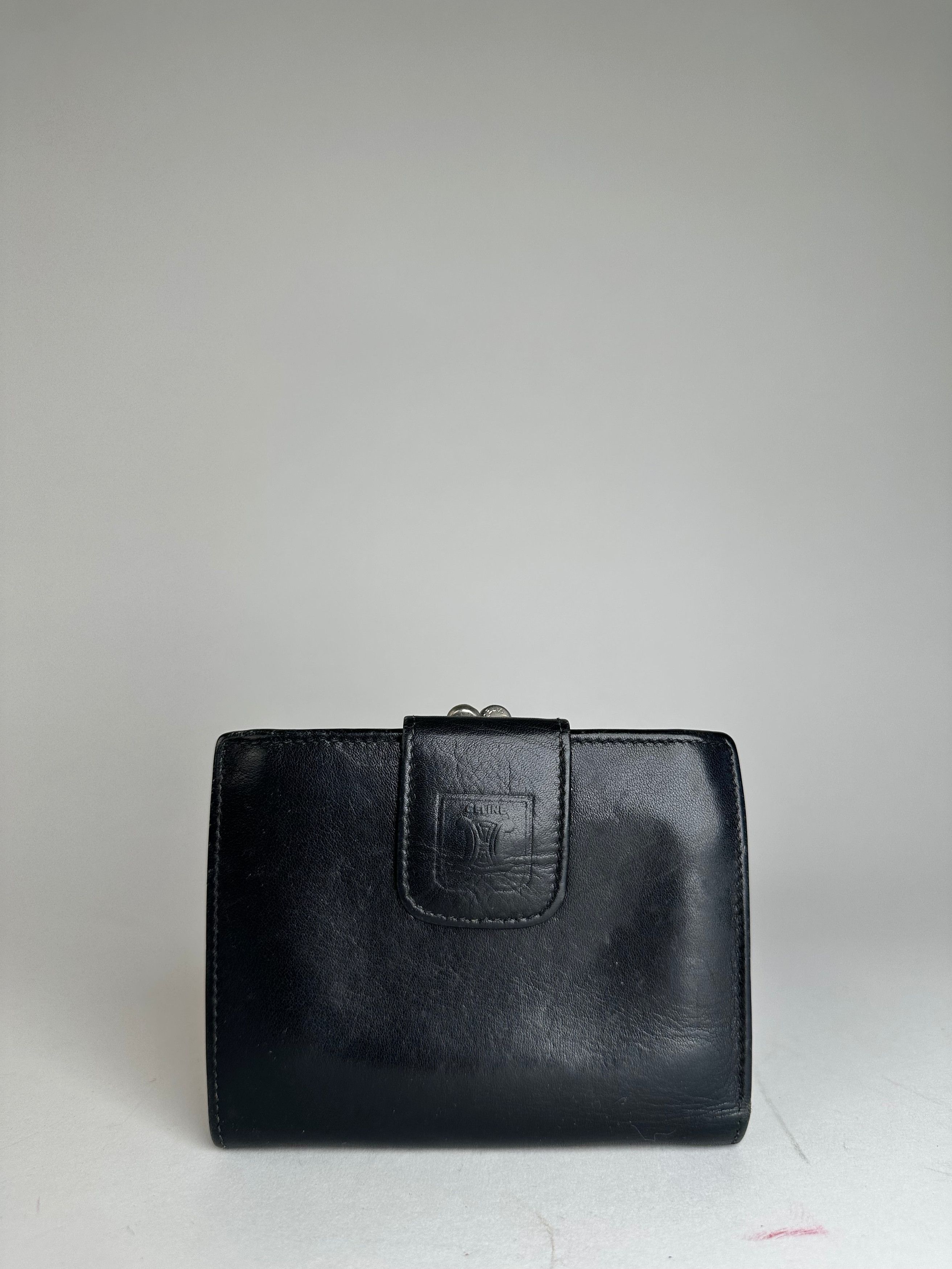 Celine Vintage Triomphe Embossed Leather Bifold Wallet Black Size ONE SIZE - 10 Thumbnail