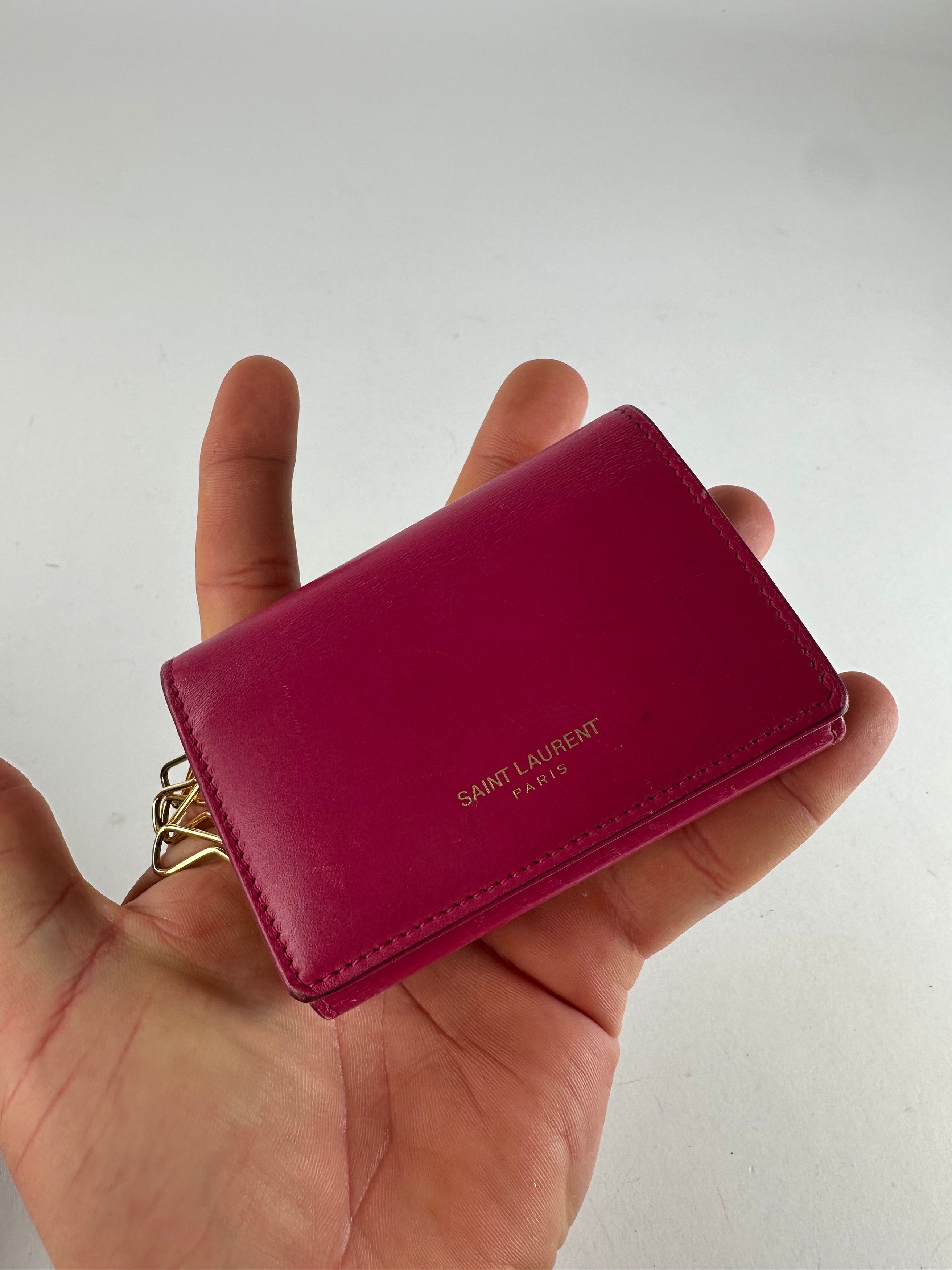 Other Saint Laurent Paris Smooth Leather Key Case Fuchsia Size ONE SIZE - 3 Thumbnail