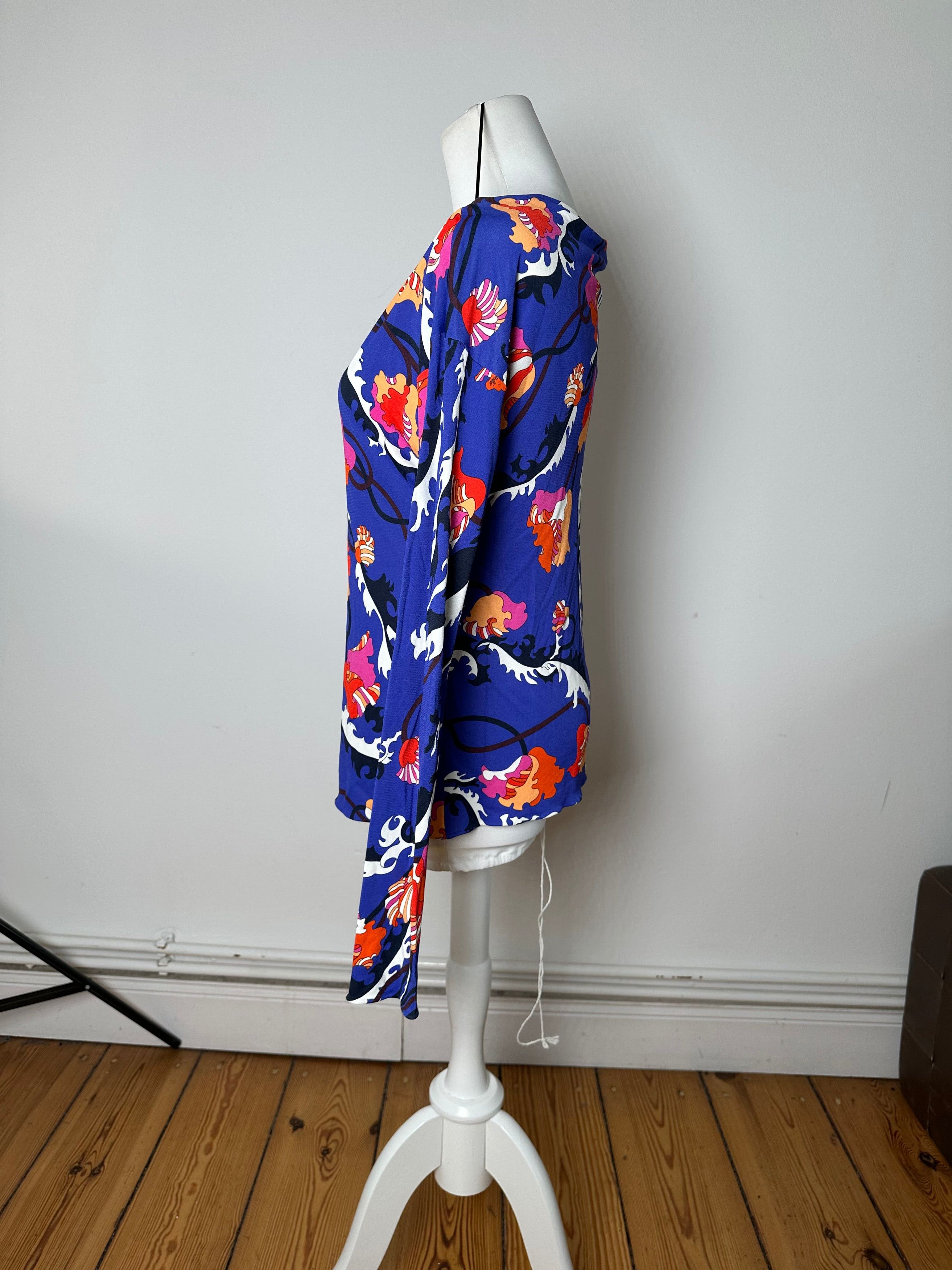 Emilio Pucci Vintage Archivio Floral Silk Viscose Jersey Long Sleeve Top Size S / US 4 / IT 40 - 2 Thumbnail