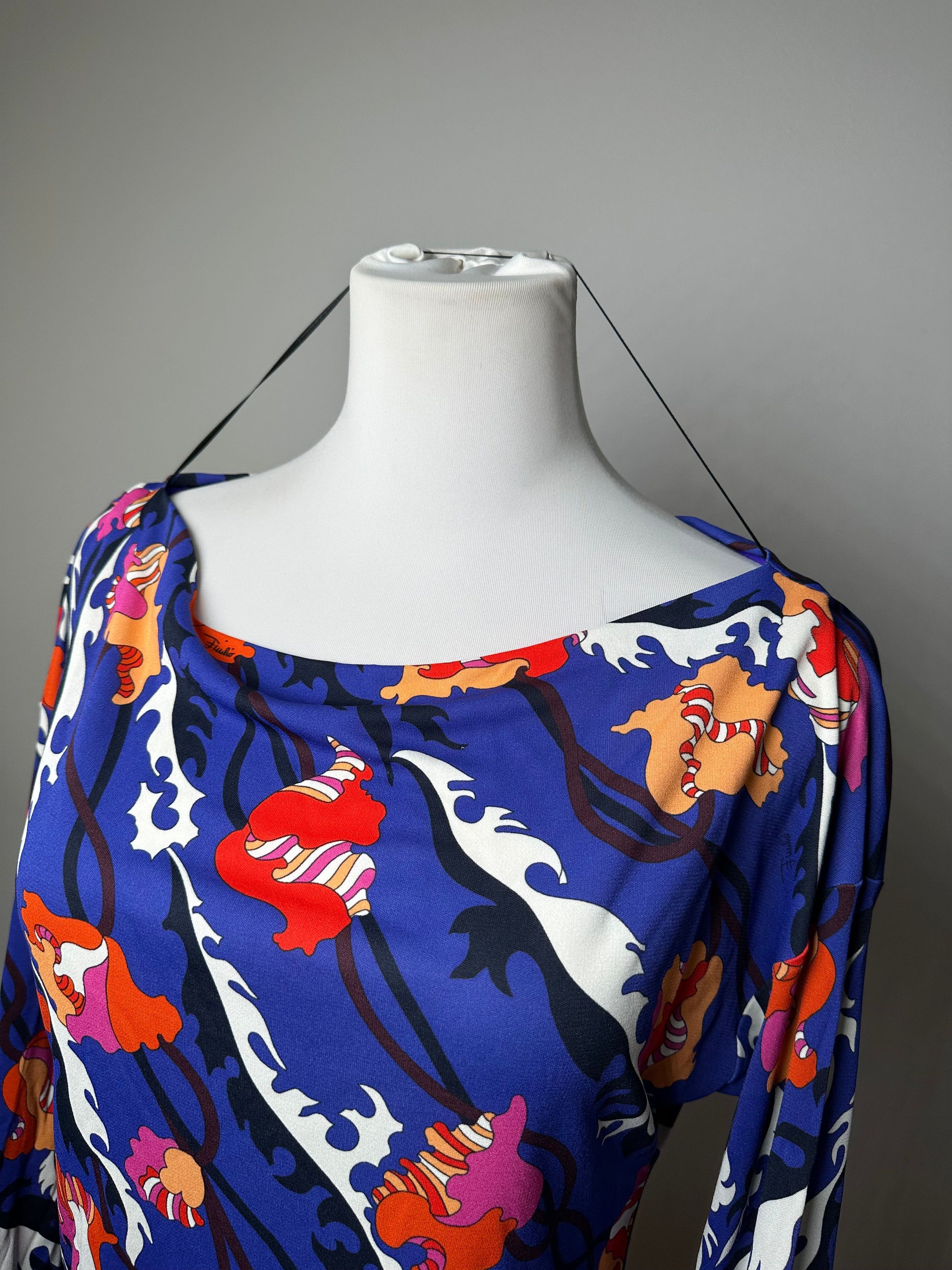 Emilio Pucci Vintage Archivio Floral Silk Viscose Jersey Long Sleeve Top Size S / US 4 / IT 40 - 8 Thumbnail