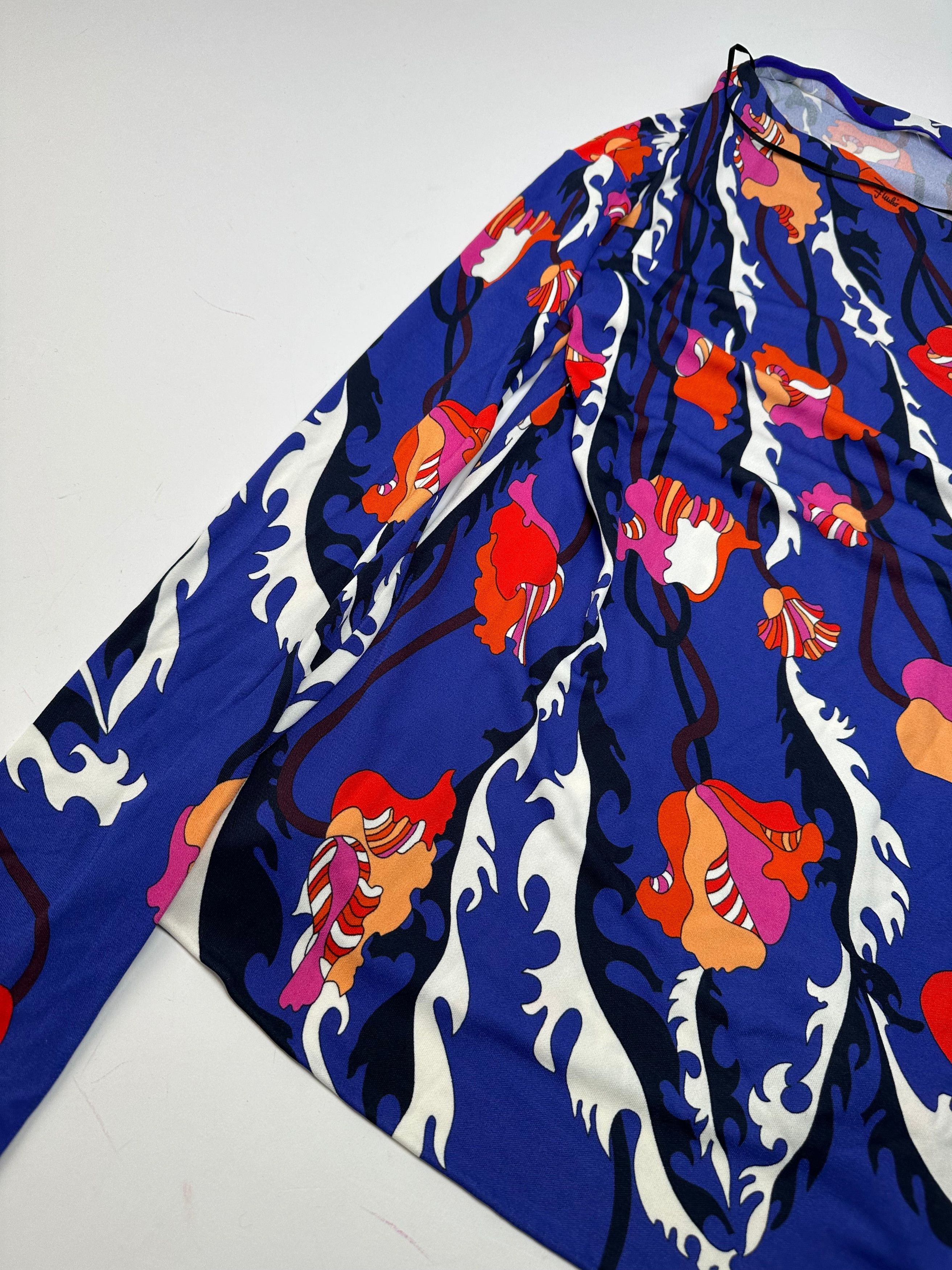 Emilio Pucci Vintage Archivio Floral Silk Viscose Jersey Long Sleeve Top Size S / US 4 / IT 40 - 6 Thumbnail