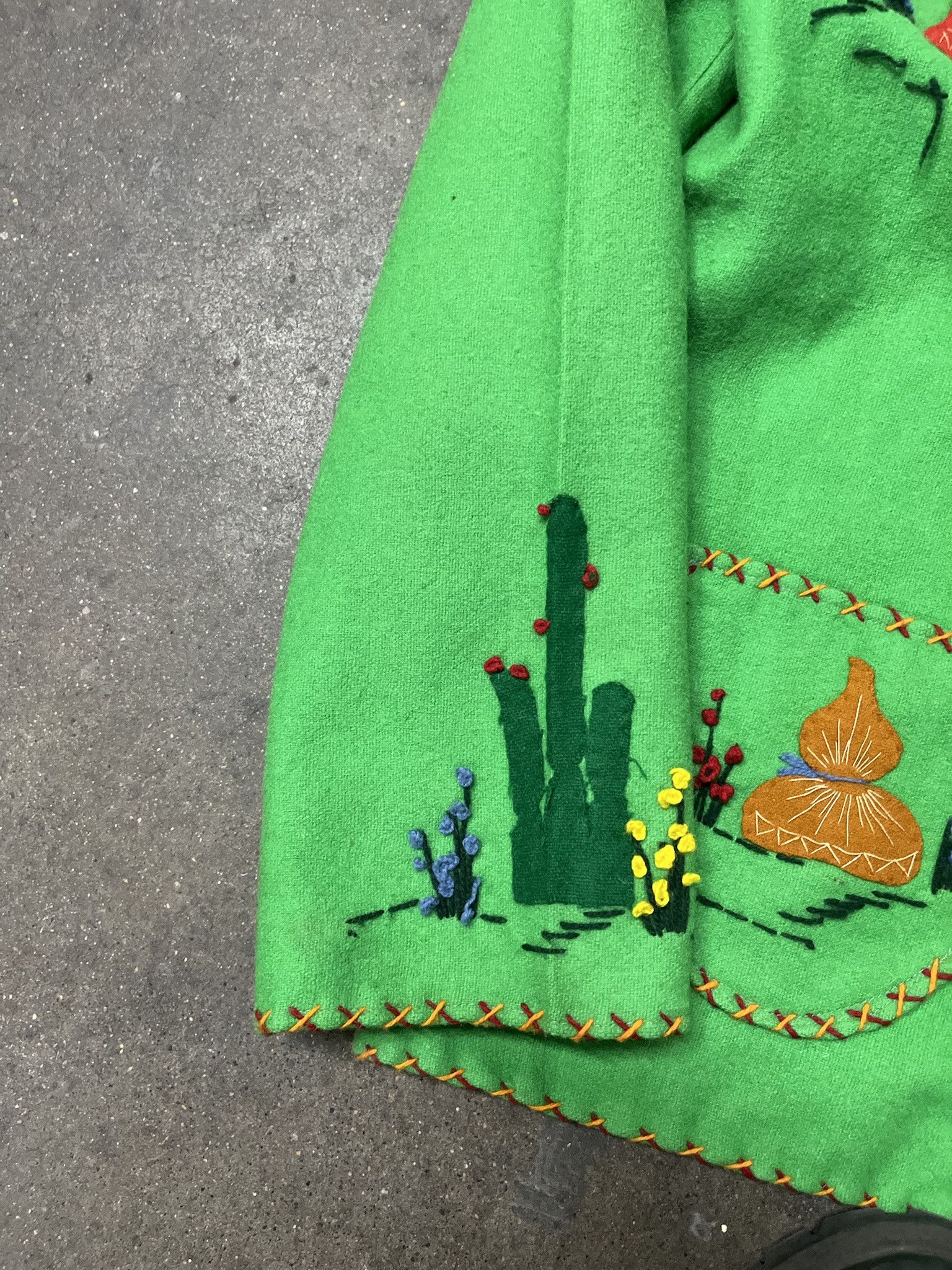Vintage Vintage 1970s Hand Made Felted Mexican Dancers Wool Open Cardigan Size 40 Size US S / EU 44-46 / 1 - 4 Thumbnail
