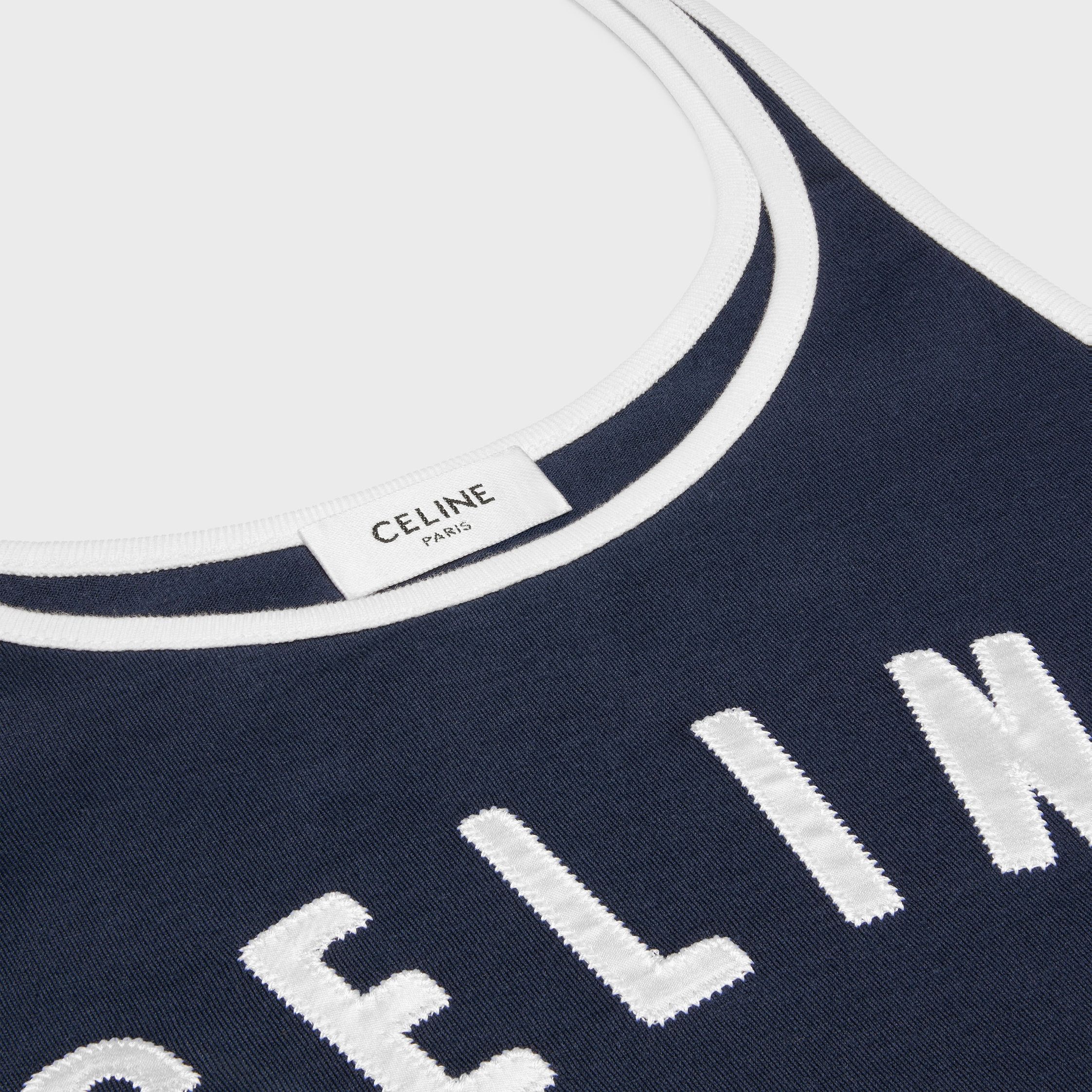 Celine CELINE PARIS TANK TOP IN COTTON JERSEY navy/off white Size XL / US 12-14 / IT 48-50 - 3 Thumbnail