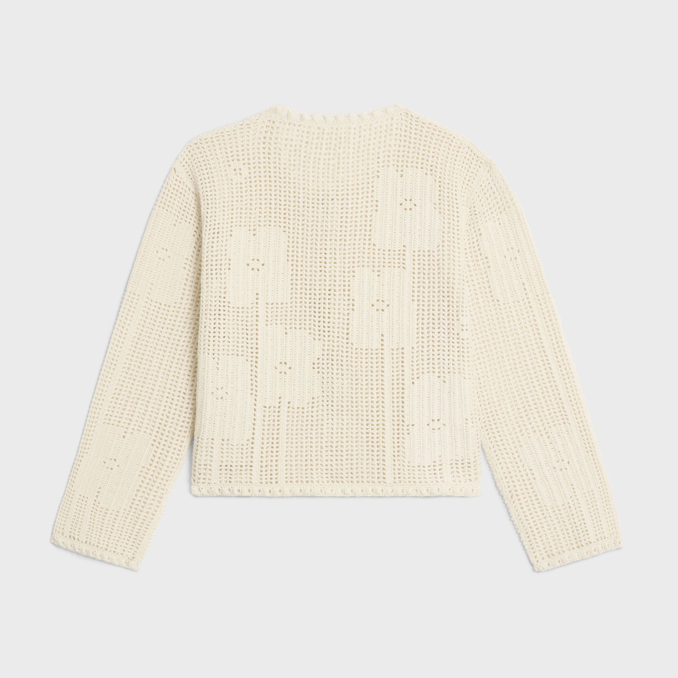 Celine CARDIGAN JACKET IN FLORAL CROCHETED COTTON off white Size S / US 4 / IT 40 - 2 Thumbnail