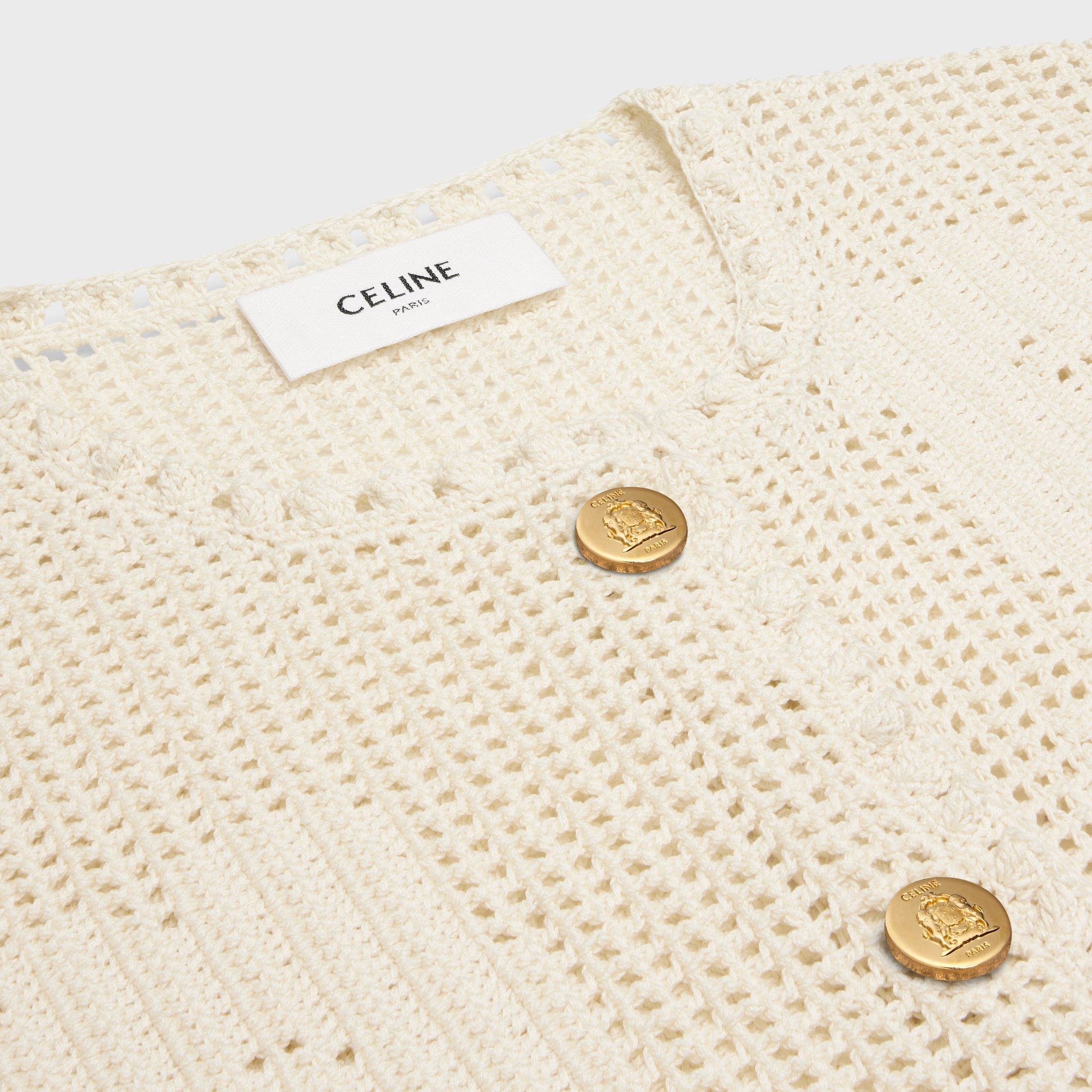 Celine CARDIGAN JACKET IN FLORAL CROCHETED COTTON off white Size S / US 4 / IT 40 - 3 Thumbnail