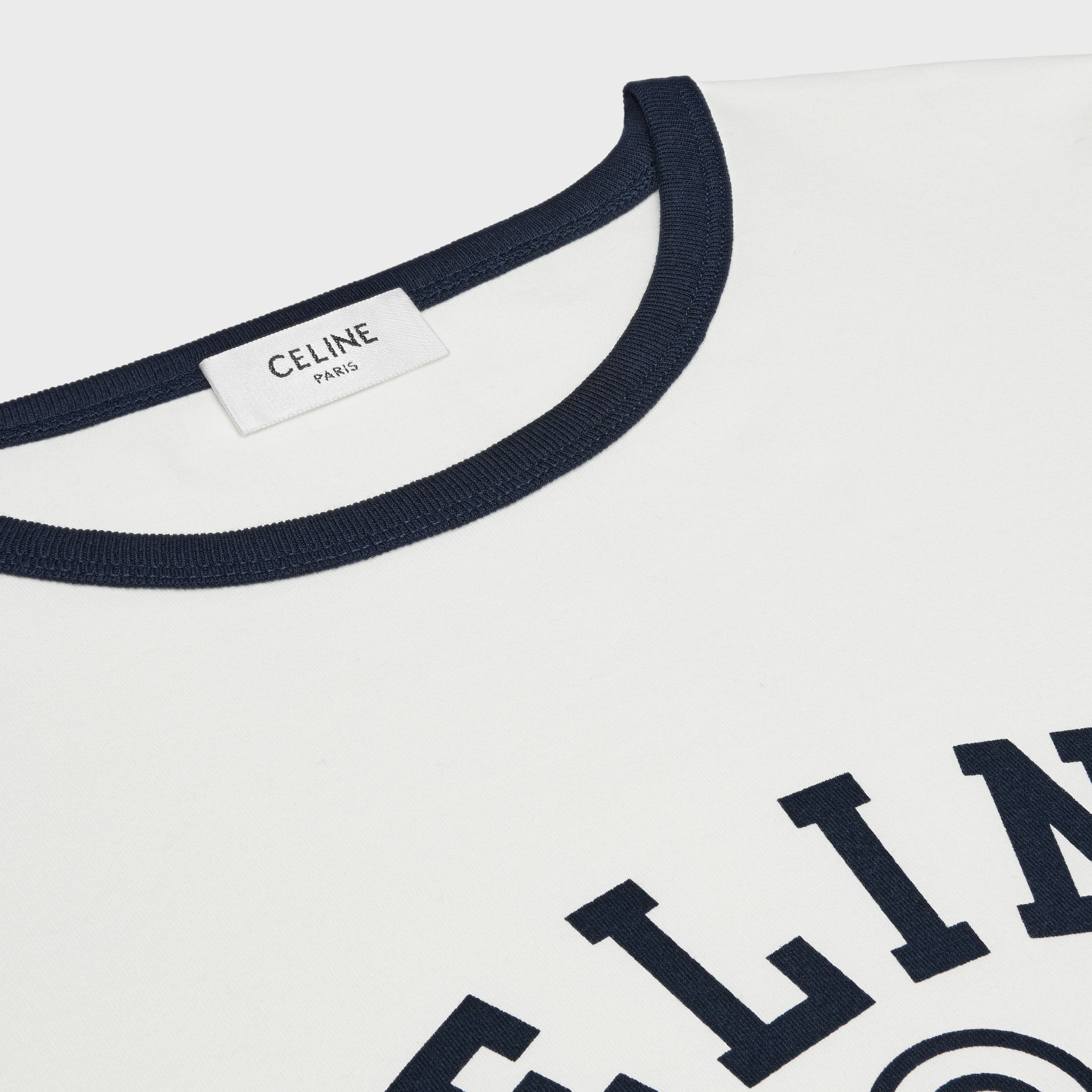 Celine CELINE ANCHOR 70'S T-SHIRT IN COTTON JERSEY off white/navy Size L / US 10 / IT 46 - 3 Thumbnail