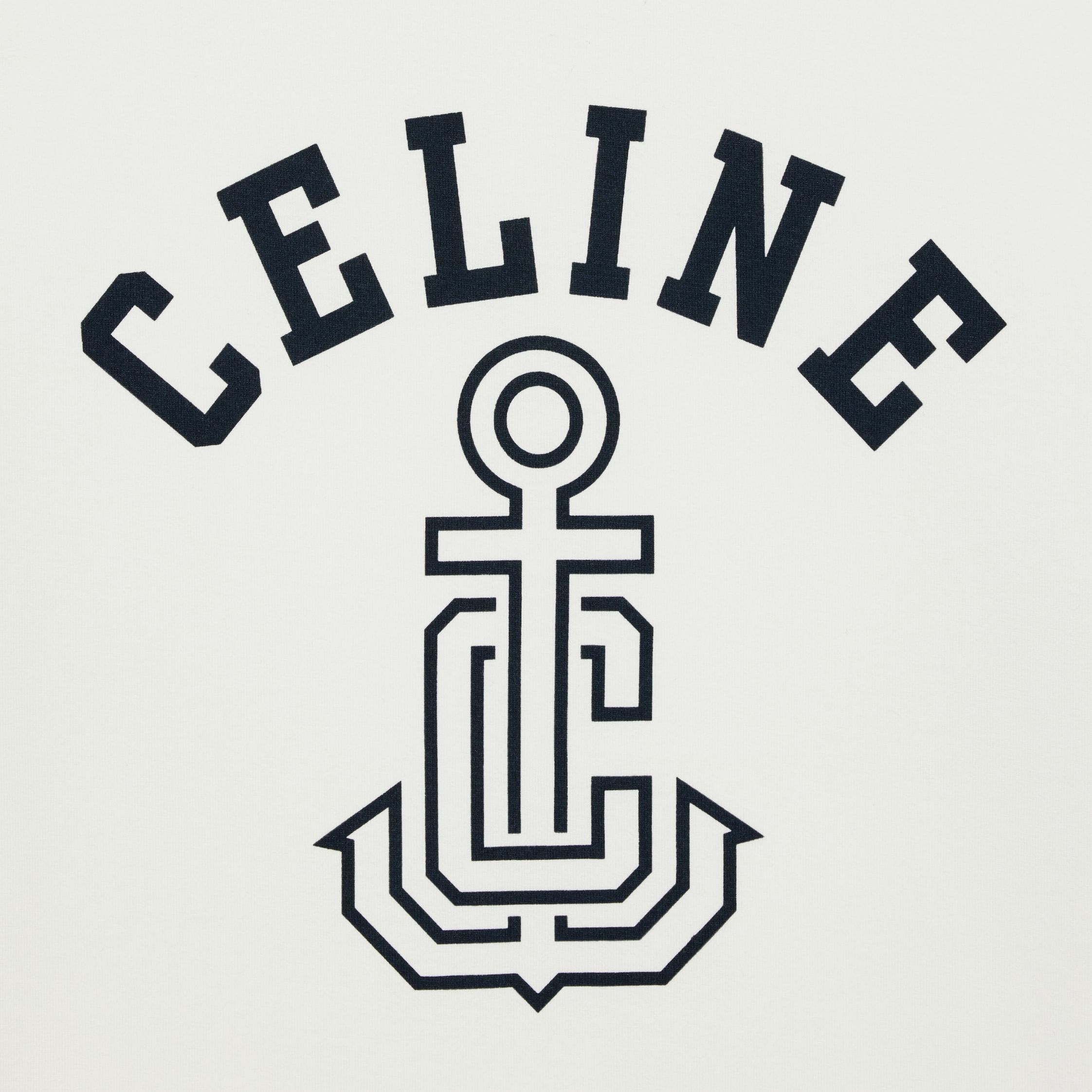 Celine CELINE ANCHOR 70'S T-SHIRT IN COTTON JERSEY off white/navy Size S / US 4 / IT 40 - 4 Thumbnail