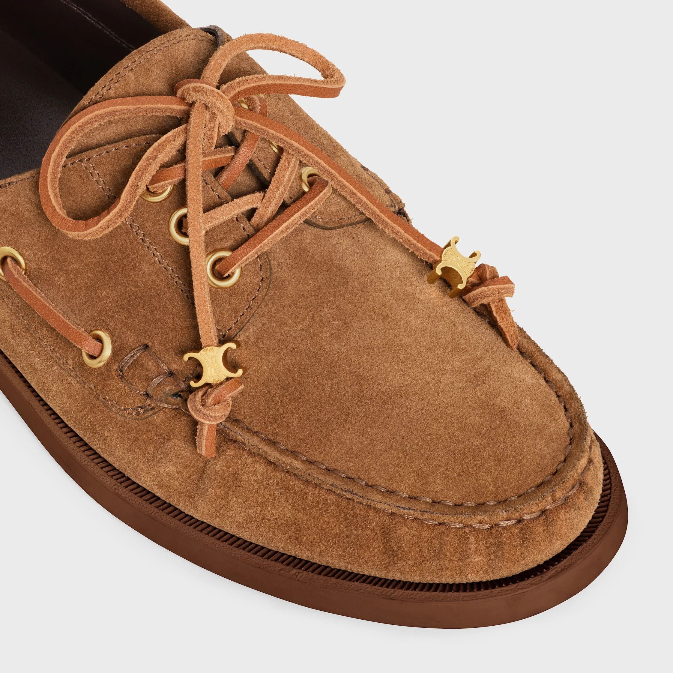 Celine CELINE BATEAU LACE-UP IN SUEDE CALFSKIN dark havana Size US 5 / IT 35 - 4 Thumbnail