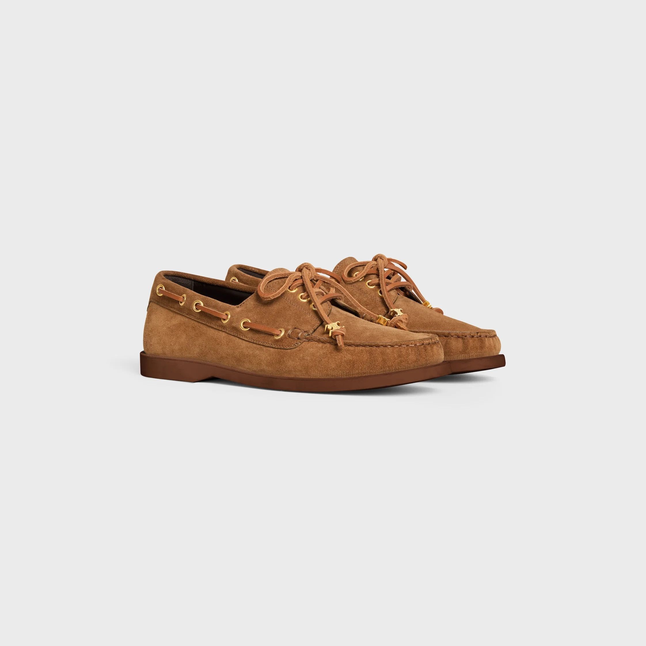 Celine CELINE BATEAU LACE-UP IN SUEDE CALFSKIN dark havana Size US 5 / IT 35 - 2 Thumbnail
