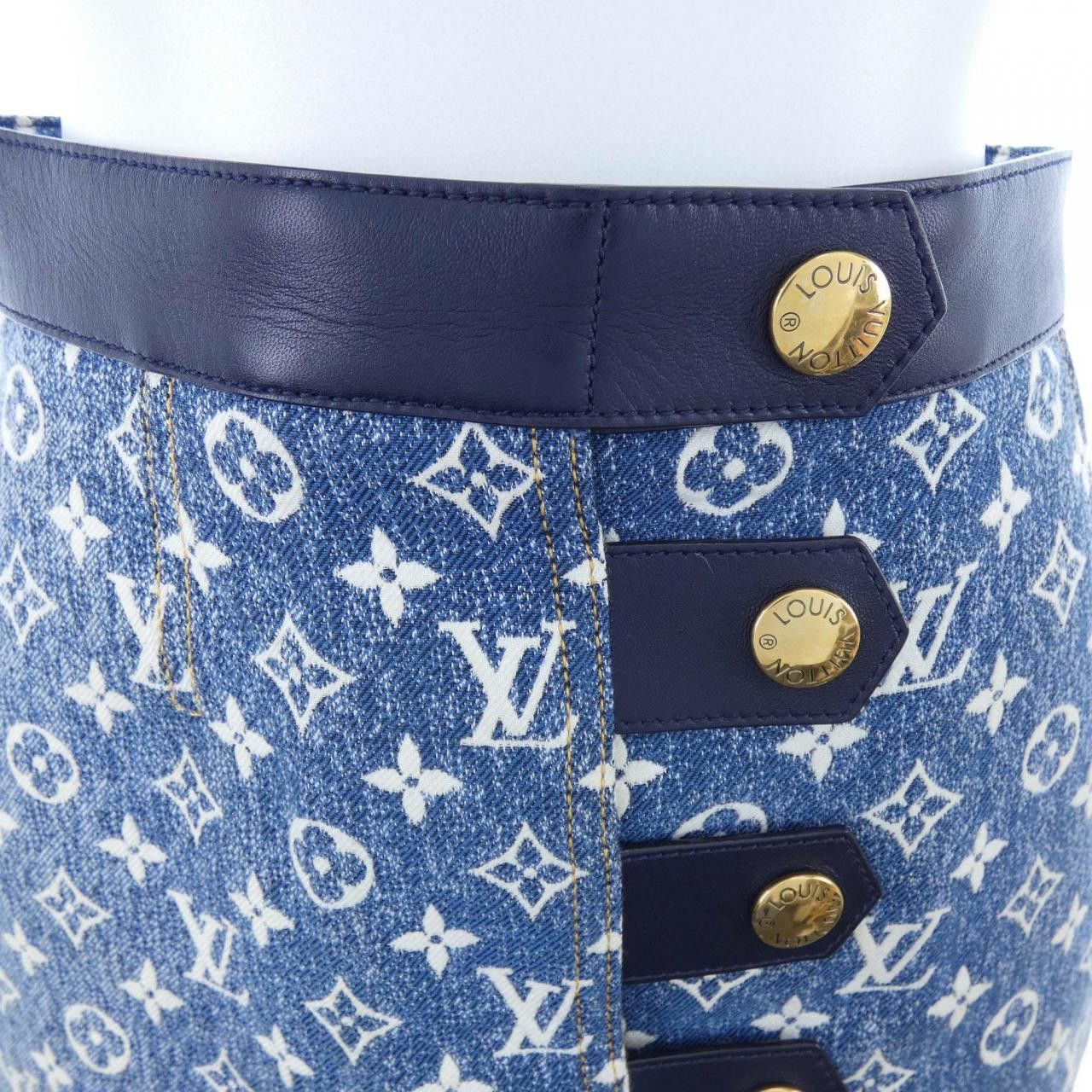 Louis Vuitton Louis Vuitton Louis Vuitton Monogram Jacquard Denim Skirt Textile Skirts FMSK27KJ2 DUTY FREE for USA Size ONE SIZE - 6 Thumbnail